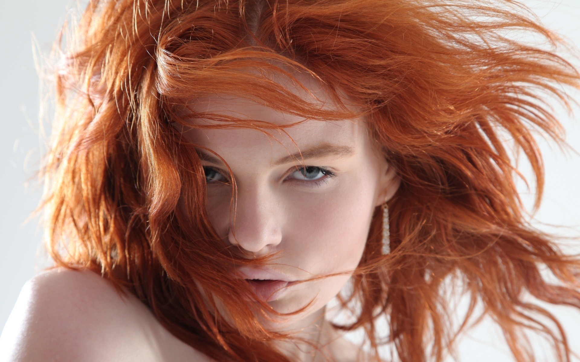 Wallpapers face women redhead on the desktop