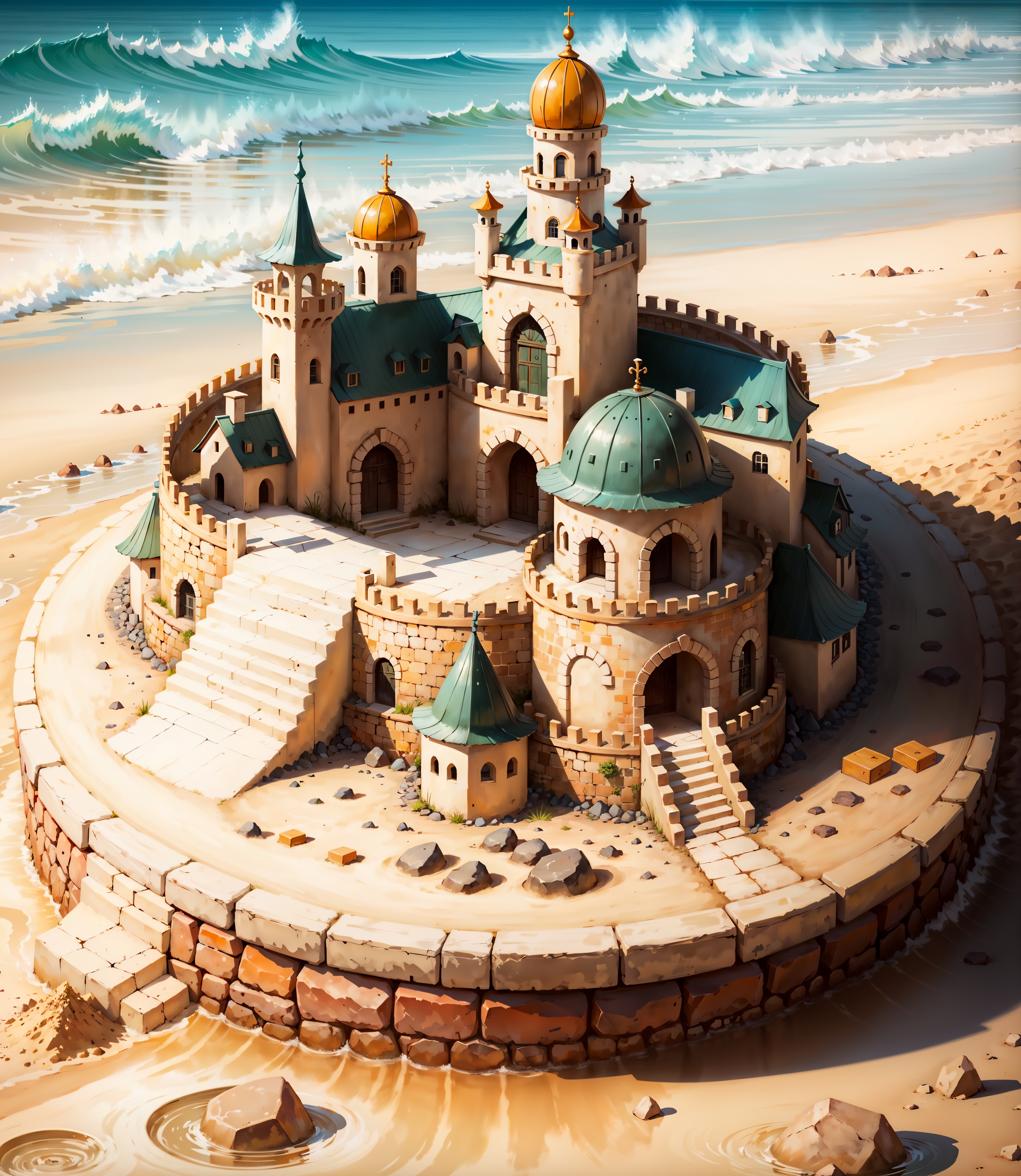 免费照片沙滩上的迷你城堡