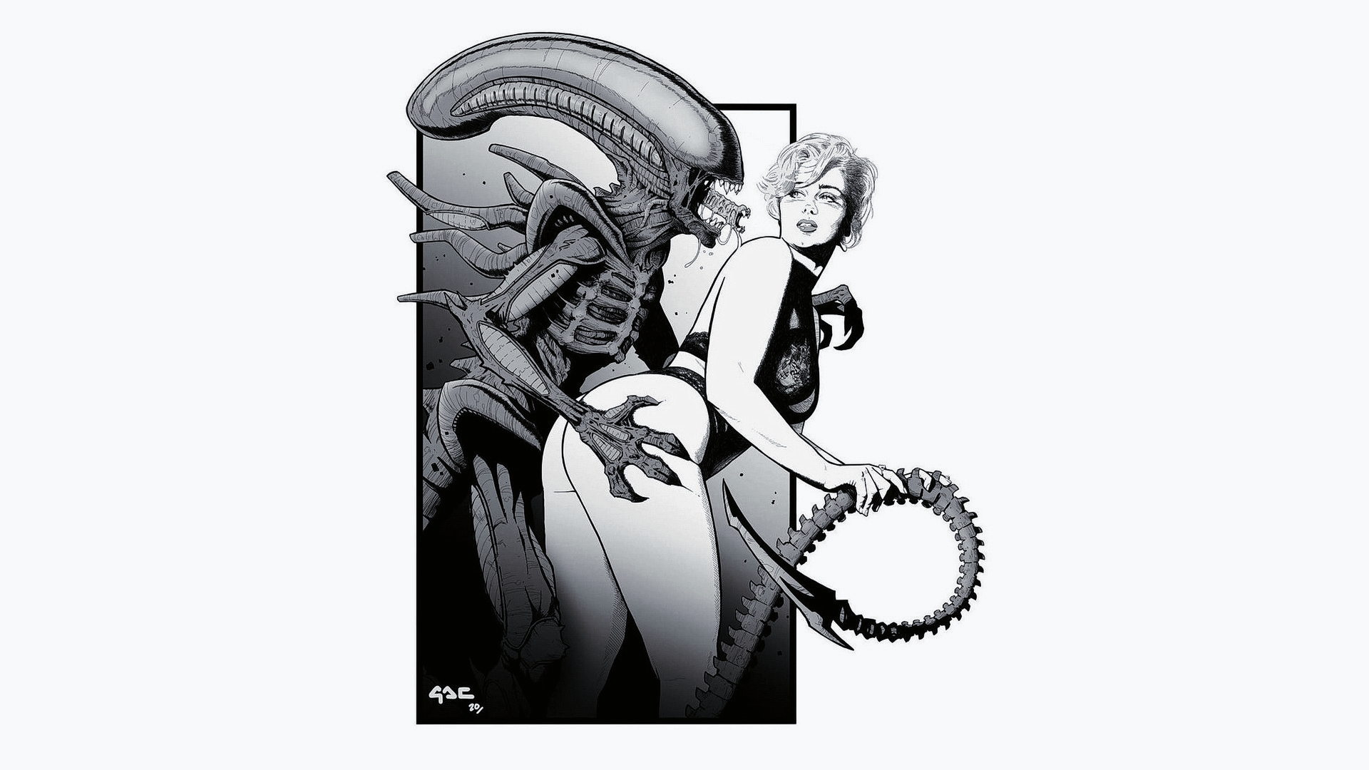 Free photo Stefania Ferrario and Alien