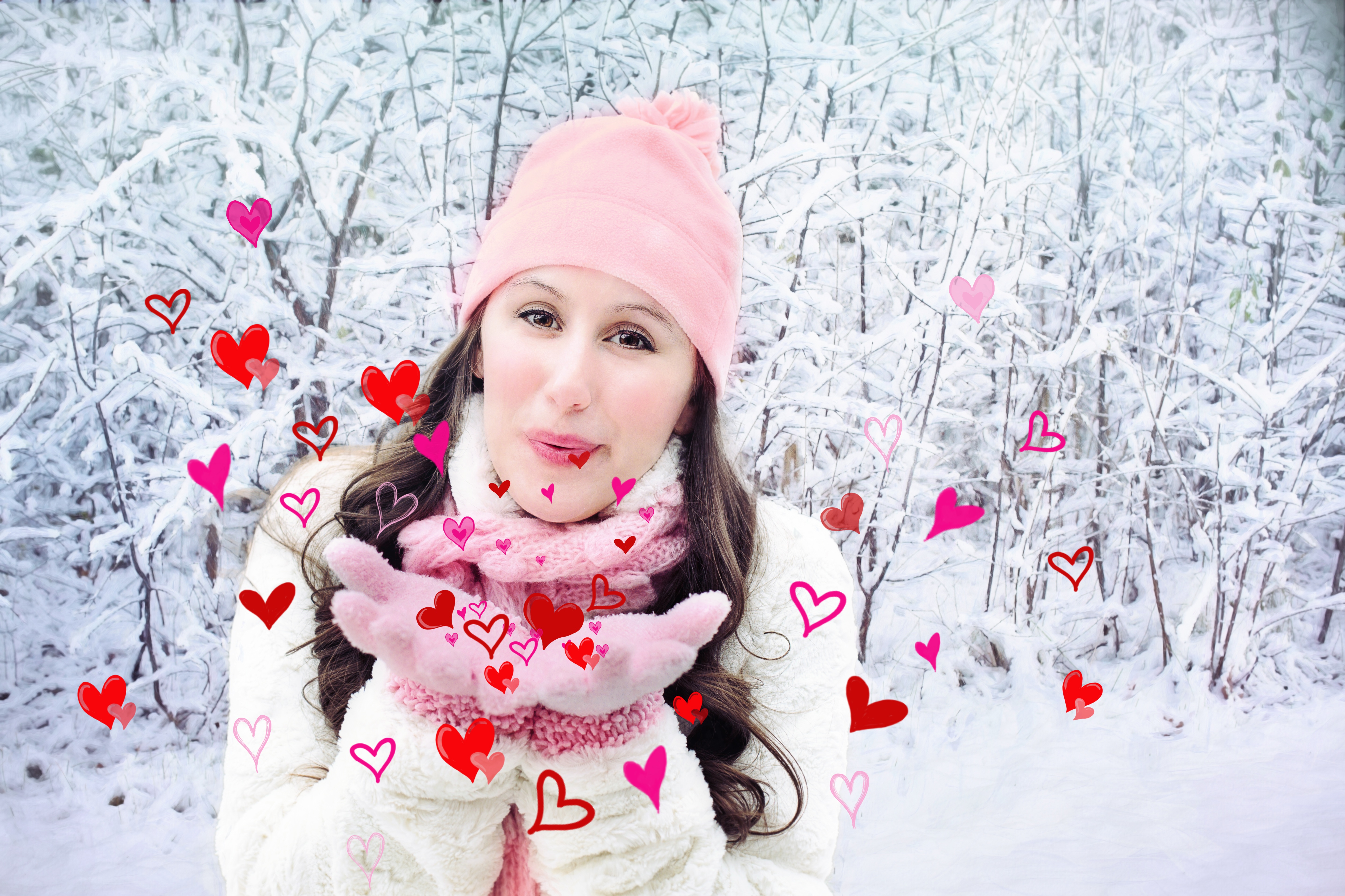 Free photo A girl in the winter forest