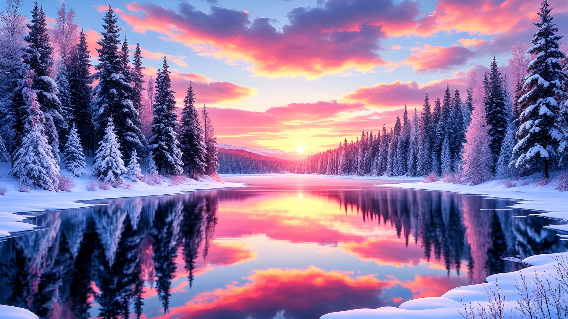 Wallpapers neural network rendering nature on the desktop