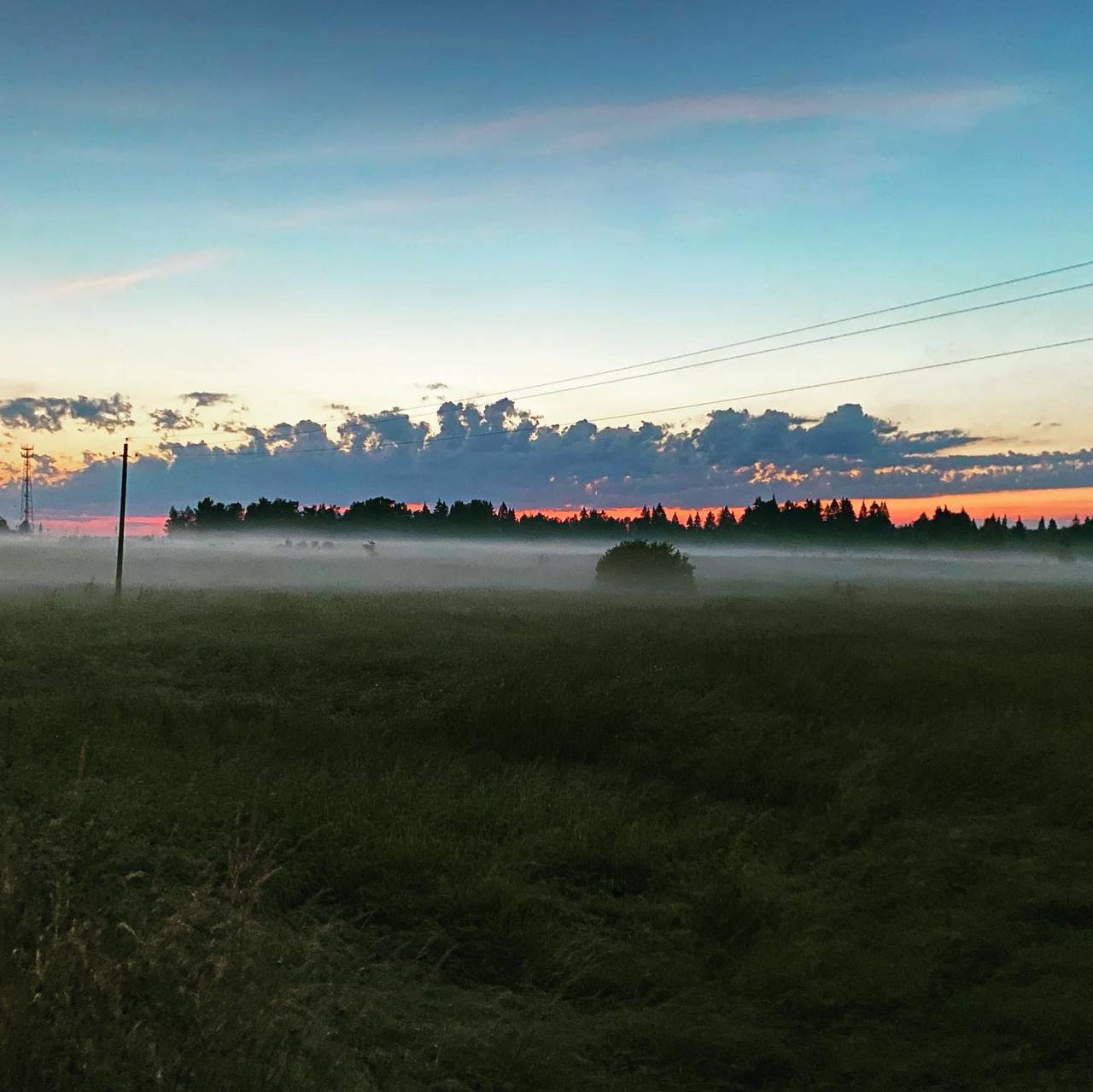 Закат и туман