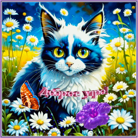 Бесплатная открытка Доброе утро с котиком