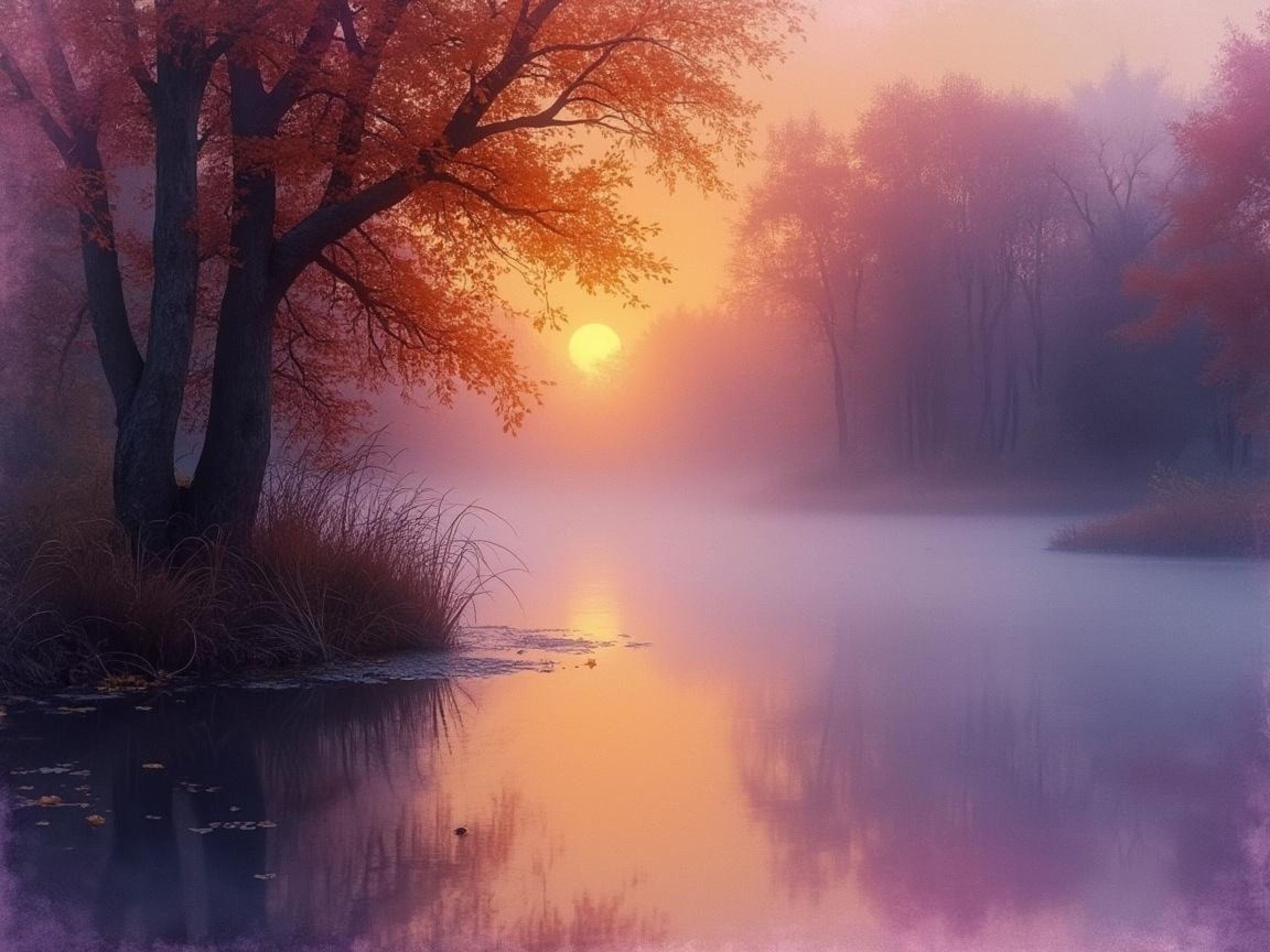 Утренний туман над озером