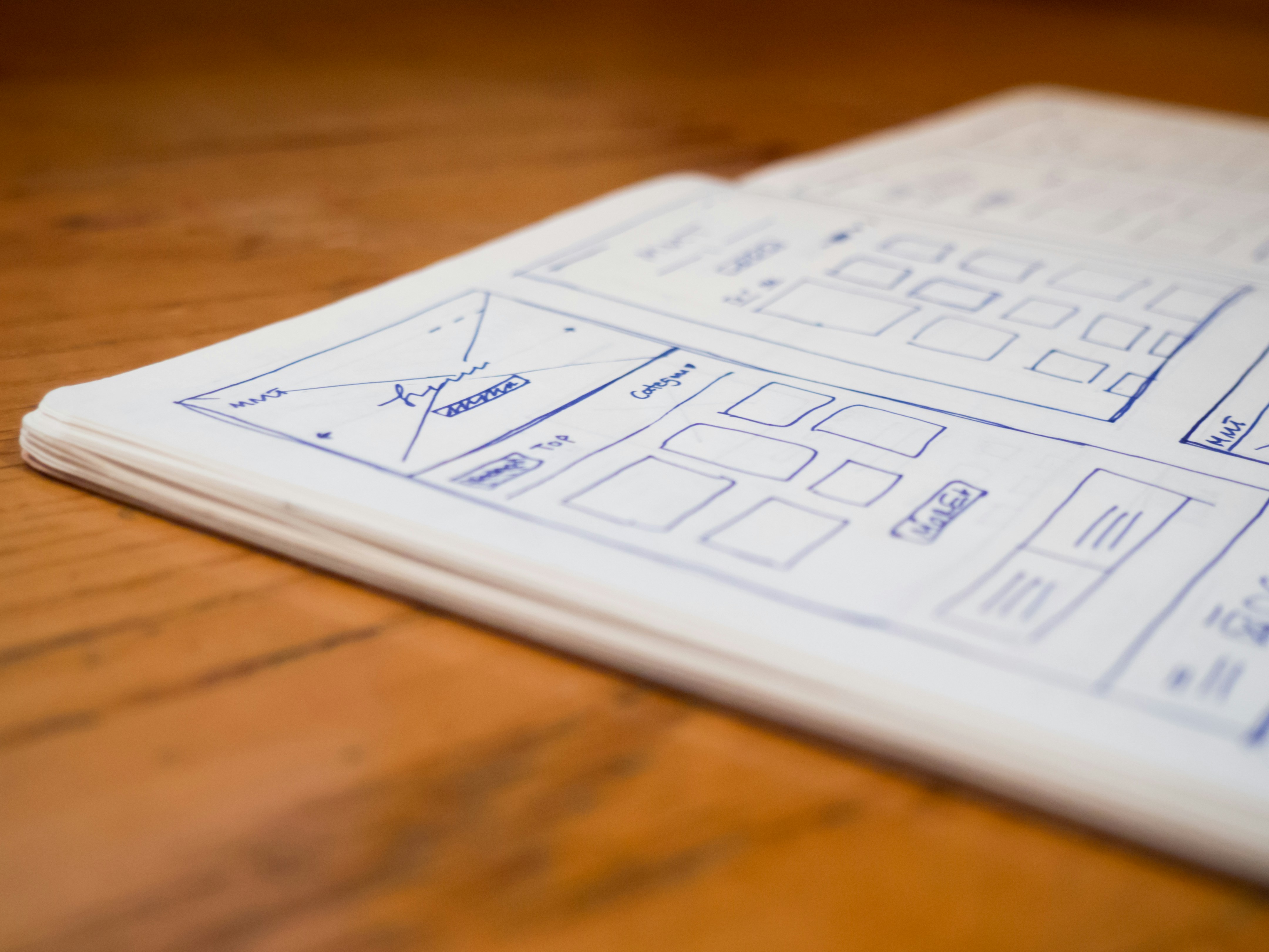 Wallpapers design wireframe mockup on the desktop