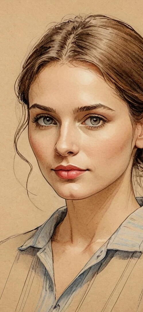 Бесплатное фото Рисунок портрет девушки в рубашке