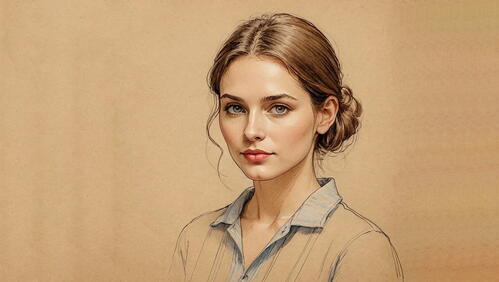 Бесплатное фото Рисунок портрет девушки в рубашке