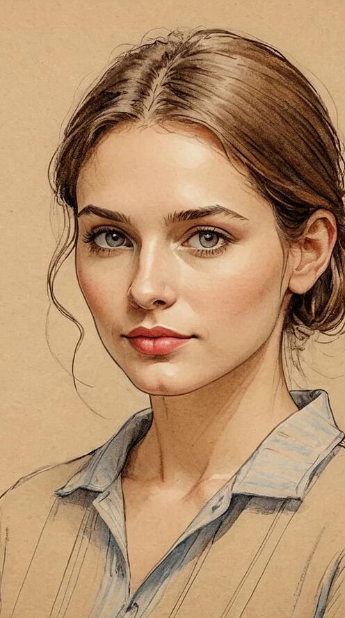 Бесплатное фото Рисунок портрет девушки в рубашке