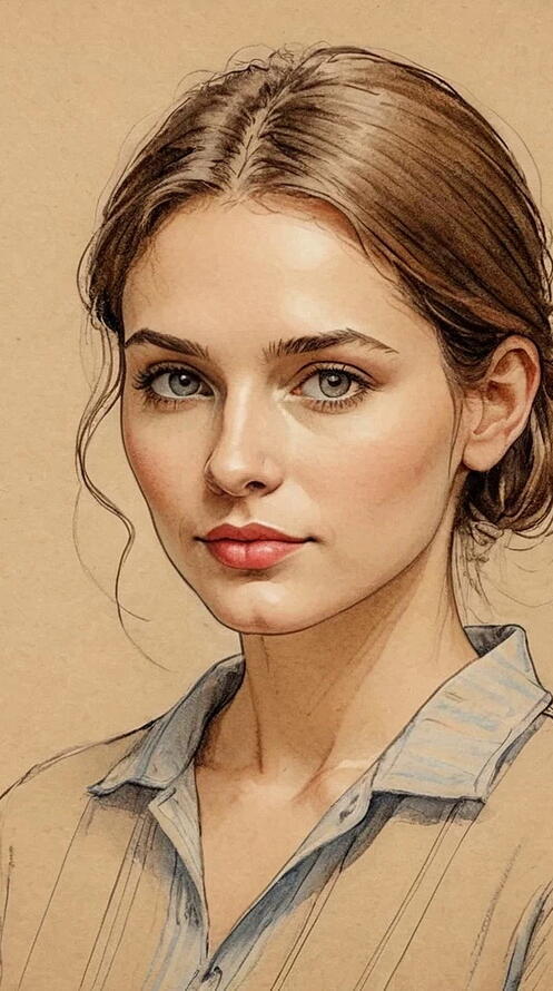 Бесплатное фото Рисунок портрет девушки в рубашке