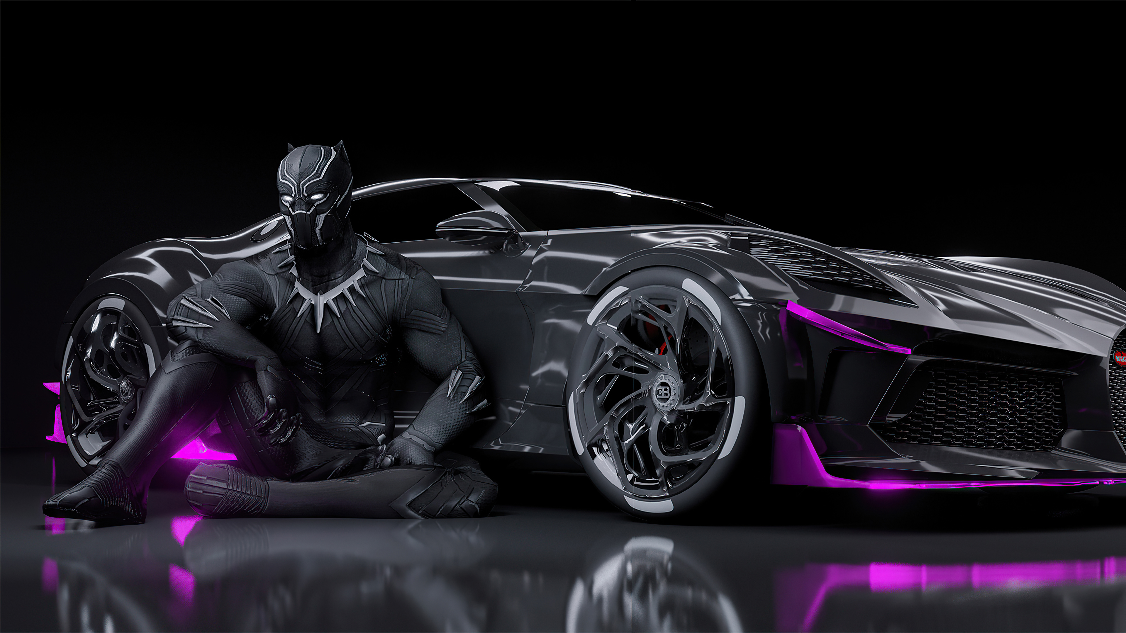 Wallpapers a black panther superheroes Bugatti La Voiture Noire on the desktop