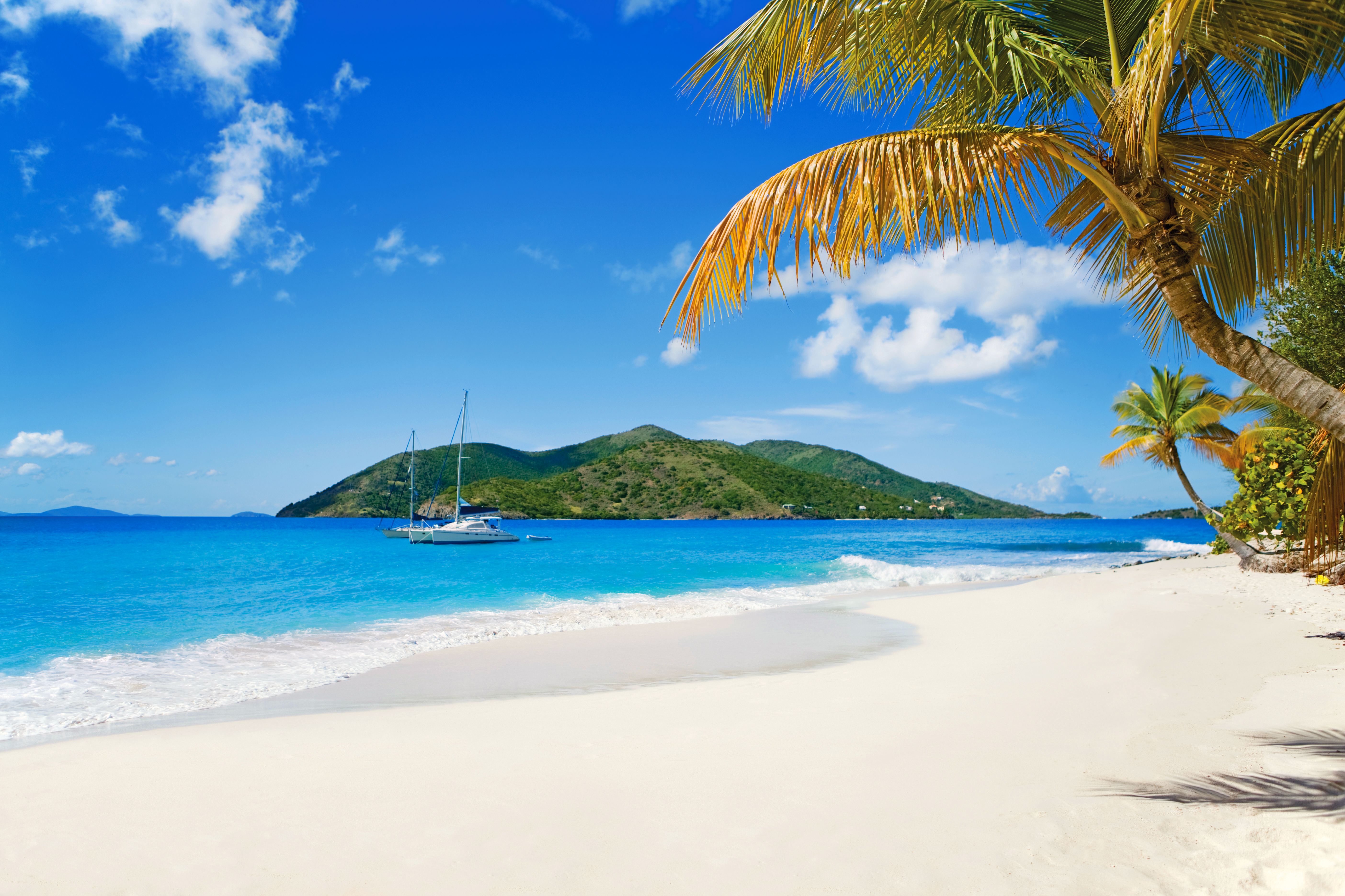 Wallpapers yachts blue water a beach on the desktop