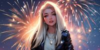 Фейерверк, Девушка, Новый год, Нейросеть, Портрет