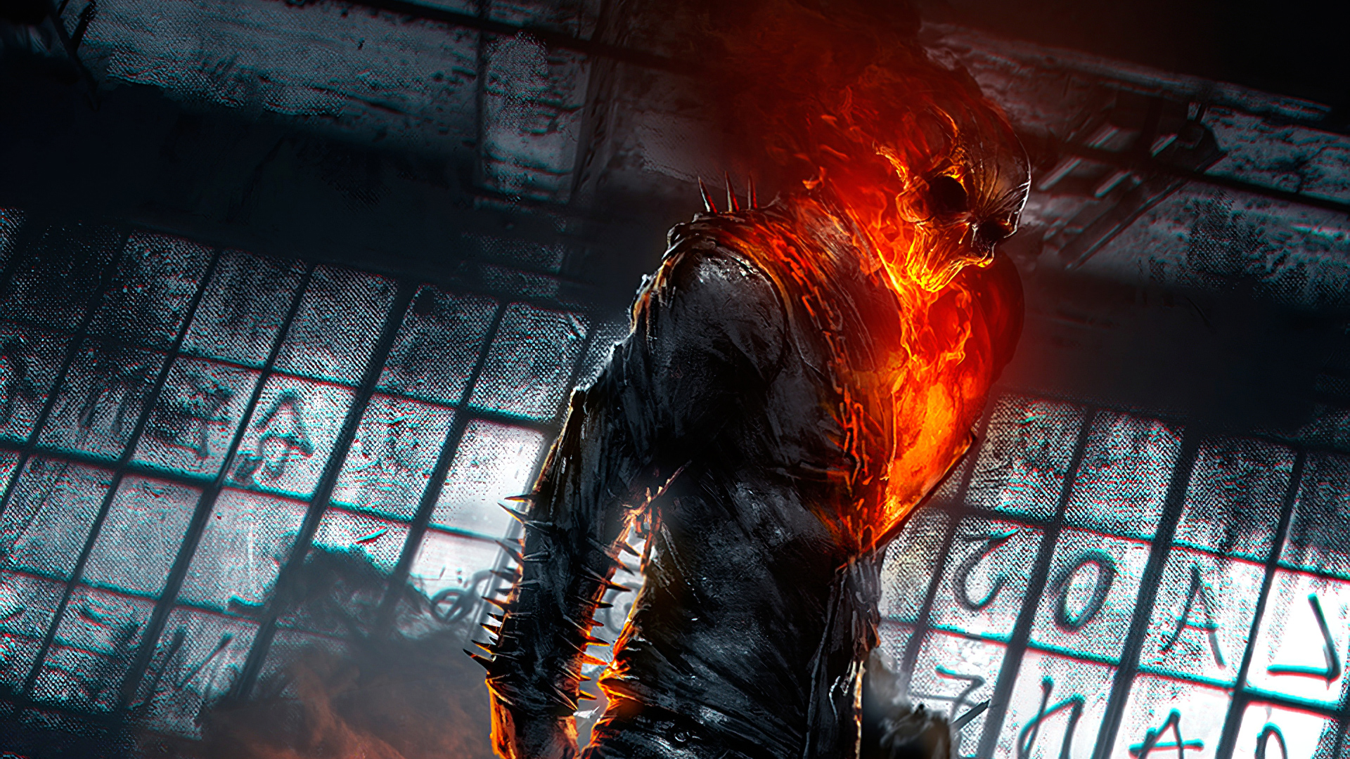 Wallpapers ghost rider skull fire on the desktop