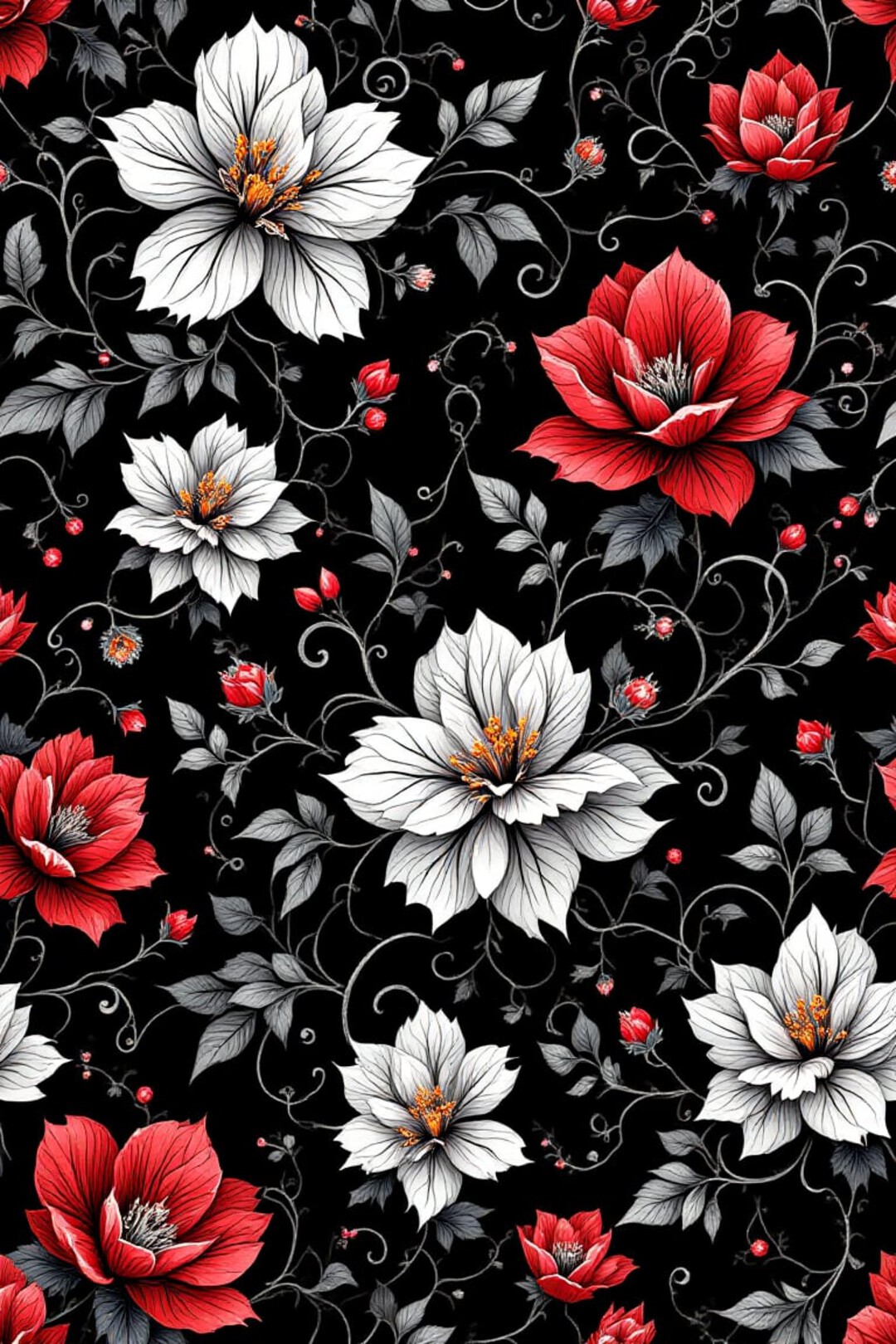 Цветы на черном фоне