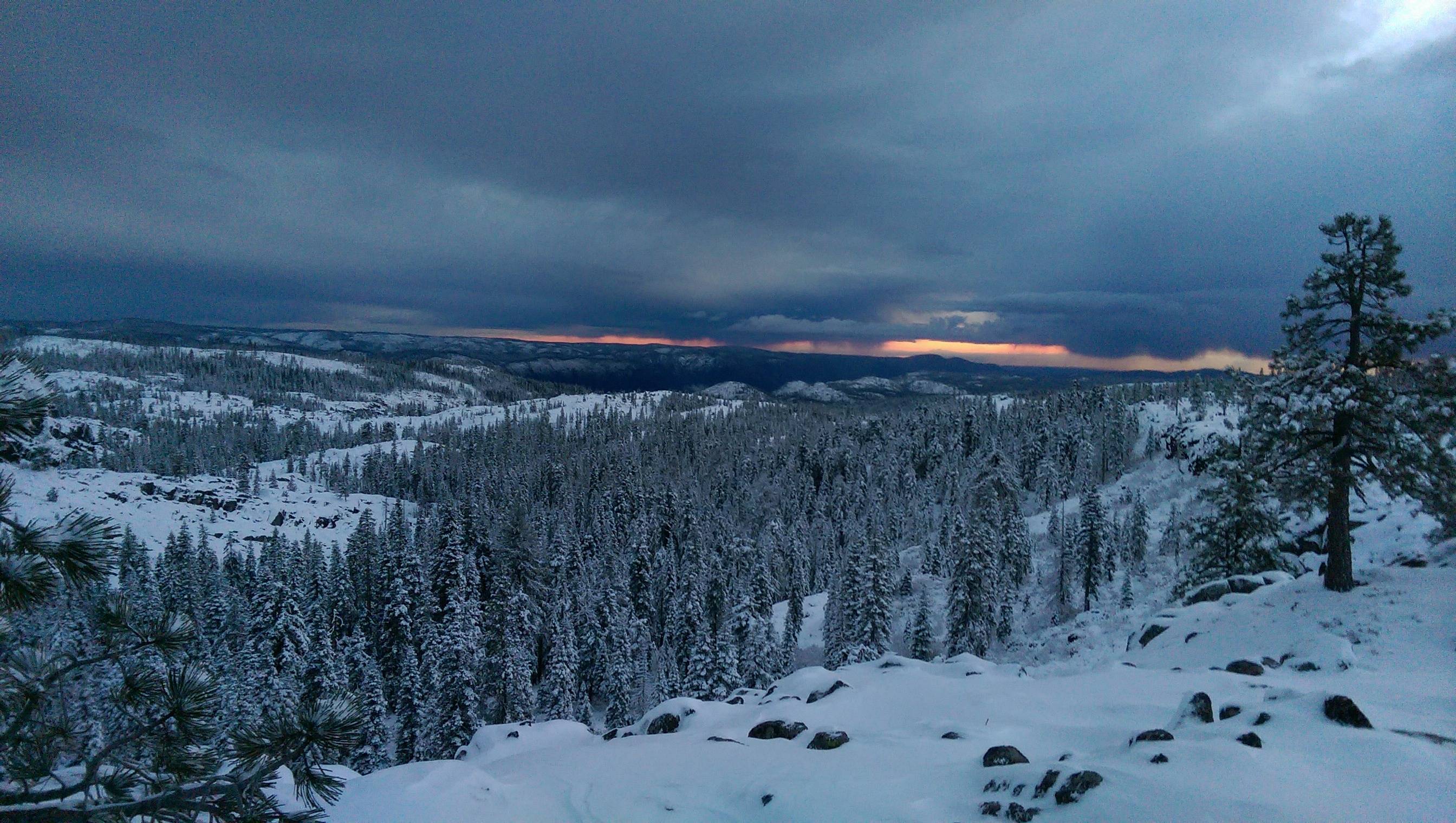 桌面上的壁纸内华达山脉山麓的积雪。 冬季 雪