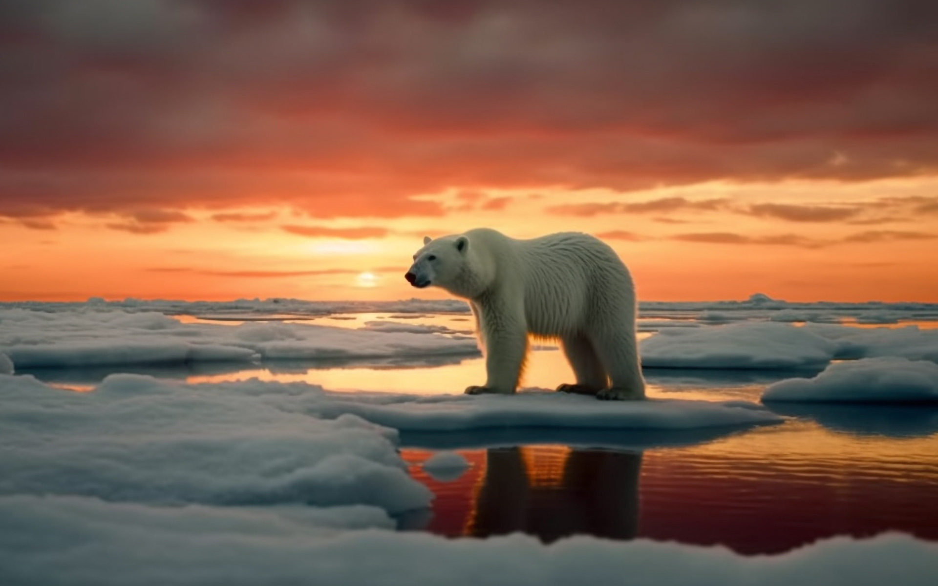 Free photo Polar bear on an ice floe