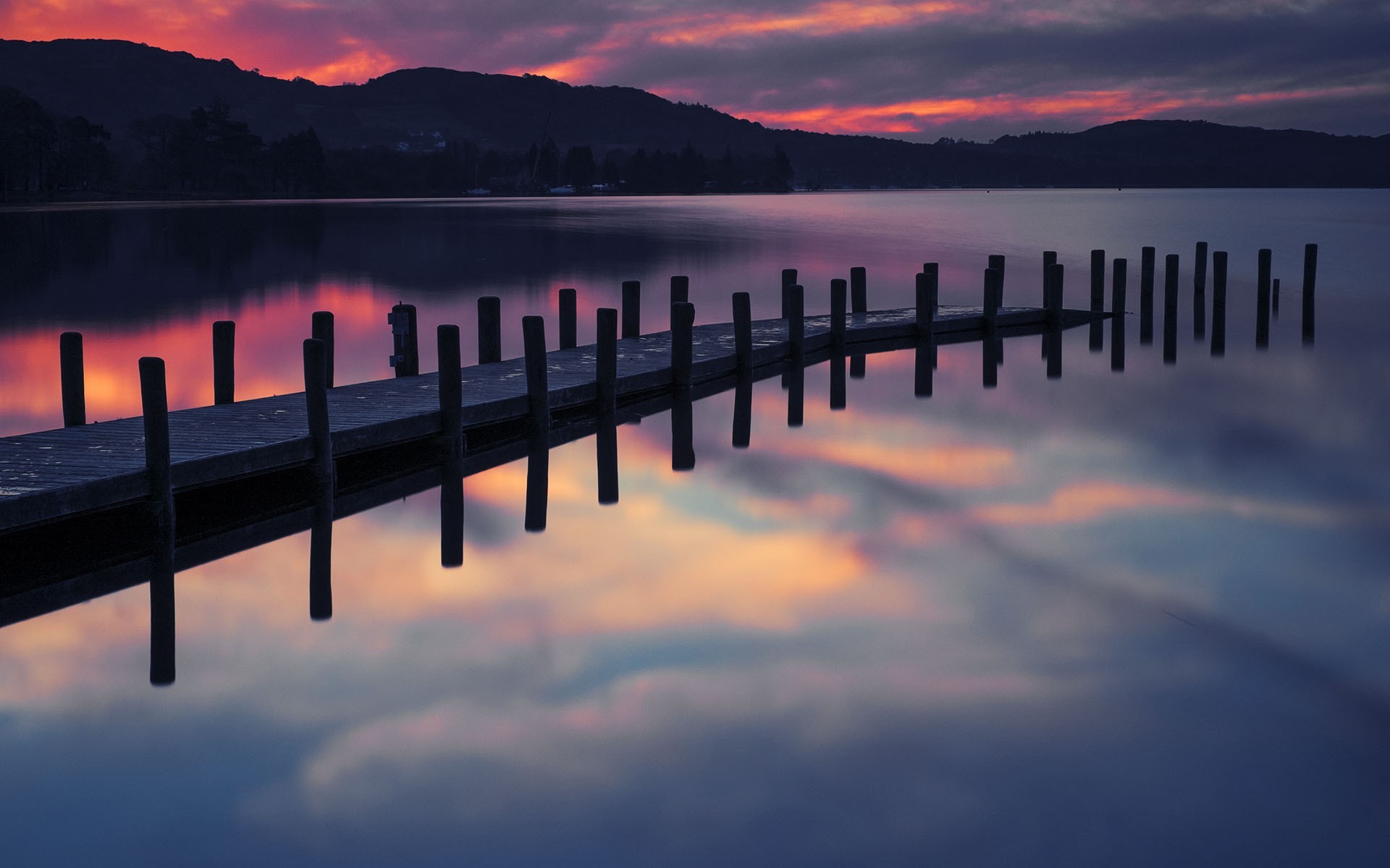 桌面上的壁纸晚上 日落 埠头