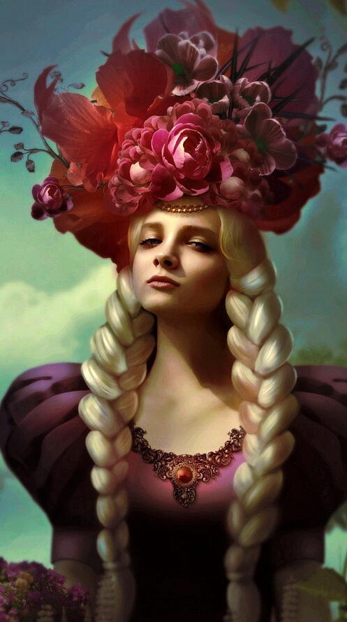 Бесплатное фото Рисунок девушка и косы