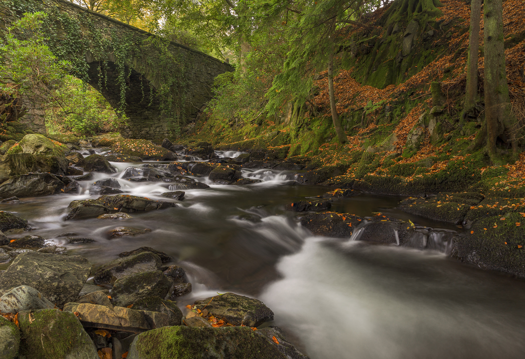 Wallpapers Rydal Hall Grotto waterfall landscape on the desktop