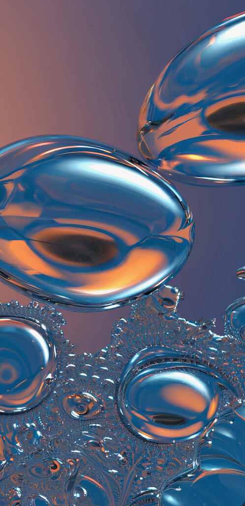 Бесплатное фото Абстрактная картина, на которой капли парящей в невесомости жидкости