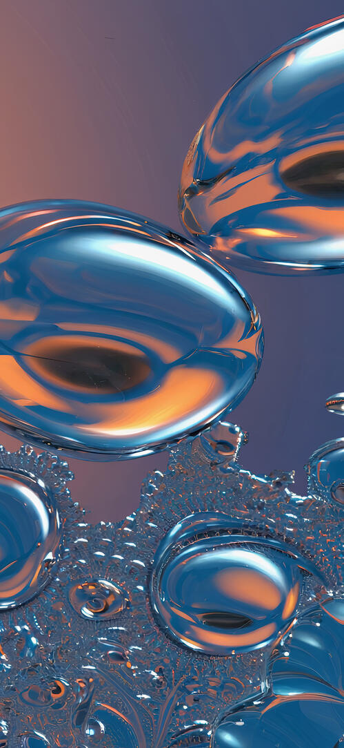 Бесплатное фото Абстрактная картина, на которой капли парящей в невесомости жидкости