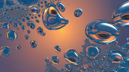 Бесплатное фото Абстрактная картина, на которой капли парящей в невесомости жидкости