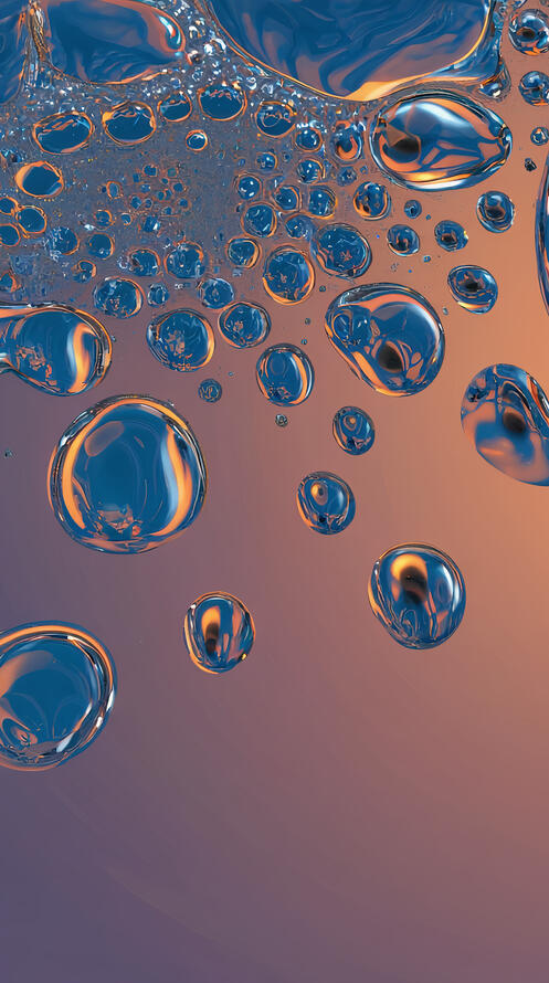 Бесплатное фото Абстрактная картина, на которой капли парящей в невесомости жидкости