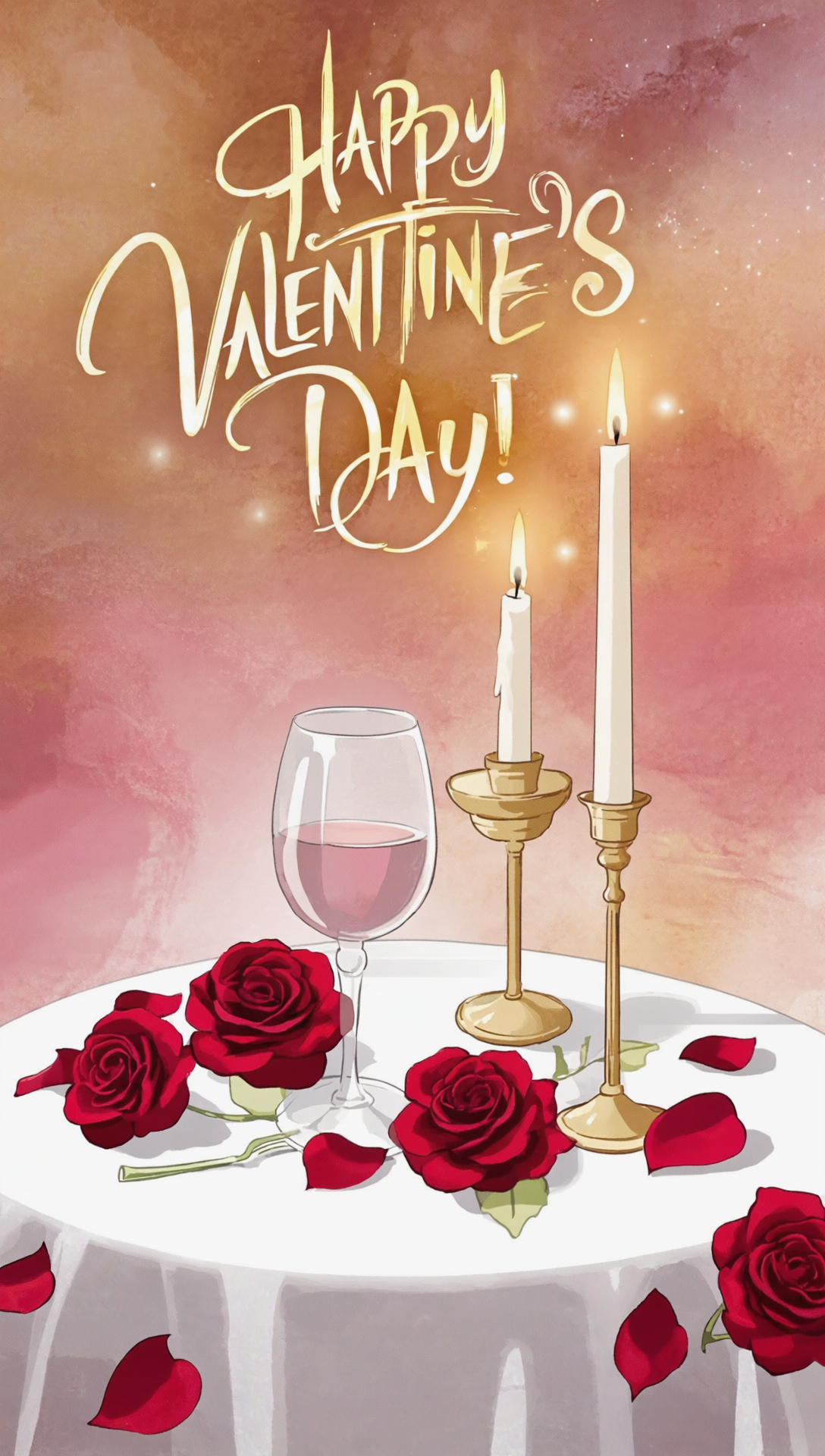 Бесплатная открытка Праздничный стол на день  влюблённых, день святого Валентина