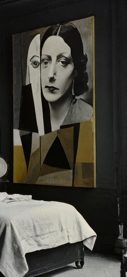 Free photo A very large beautiful bedroom with large paintings