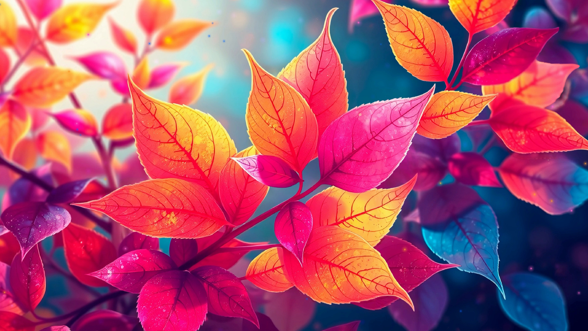 免费视频树枝上的彩叶