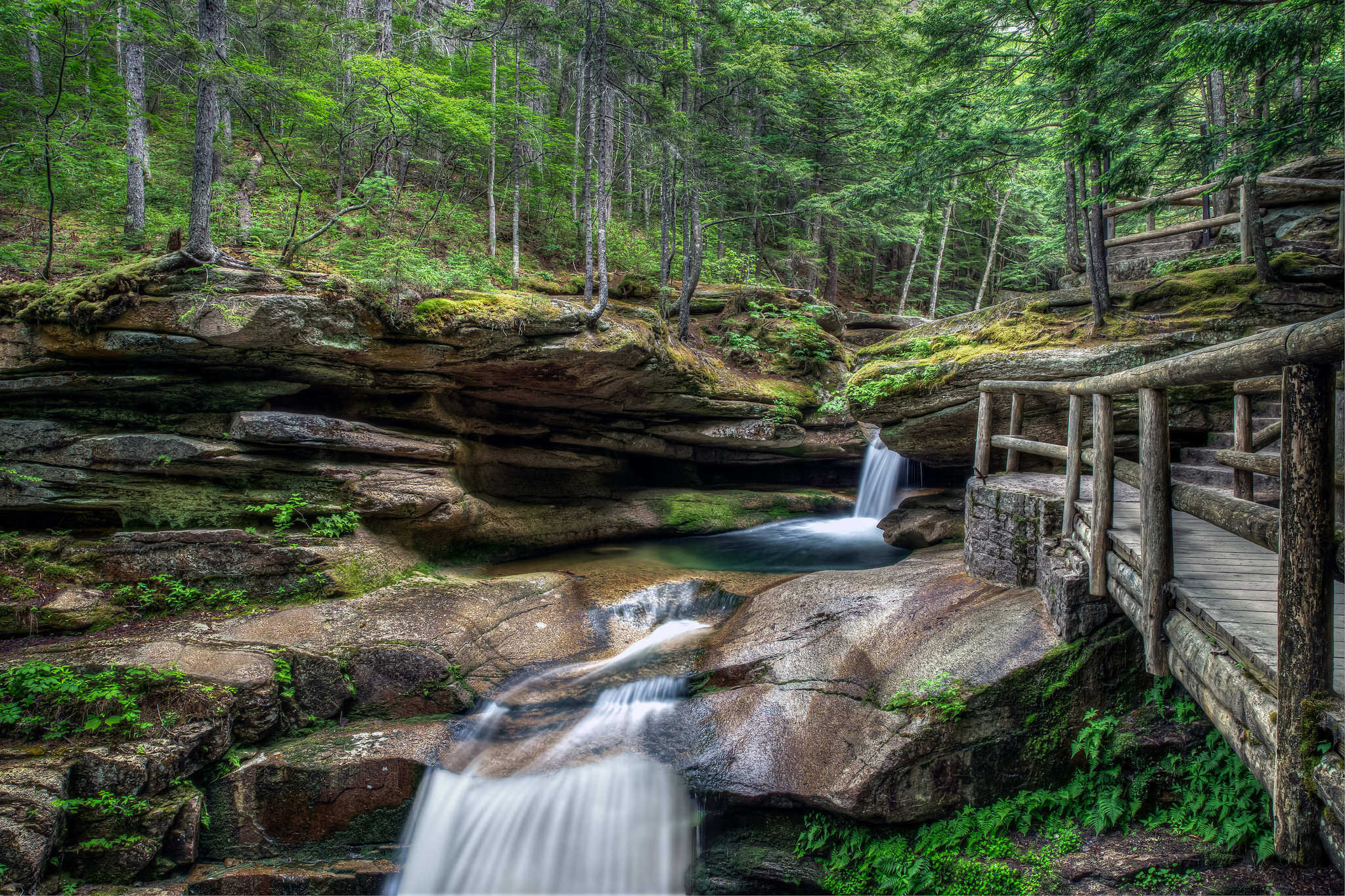 Wallpapers New Hampshire forest waterfall rocks on the desktop