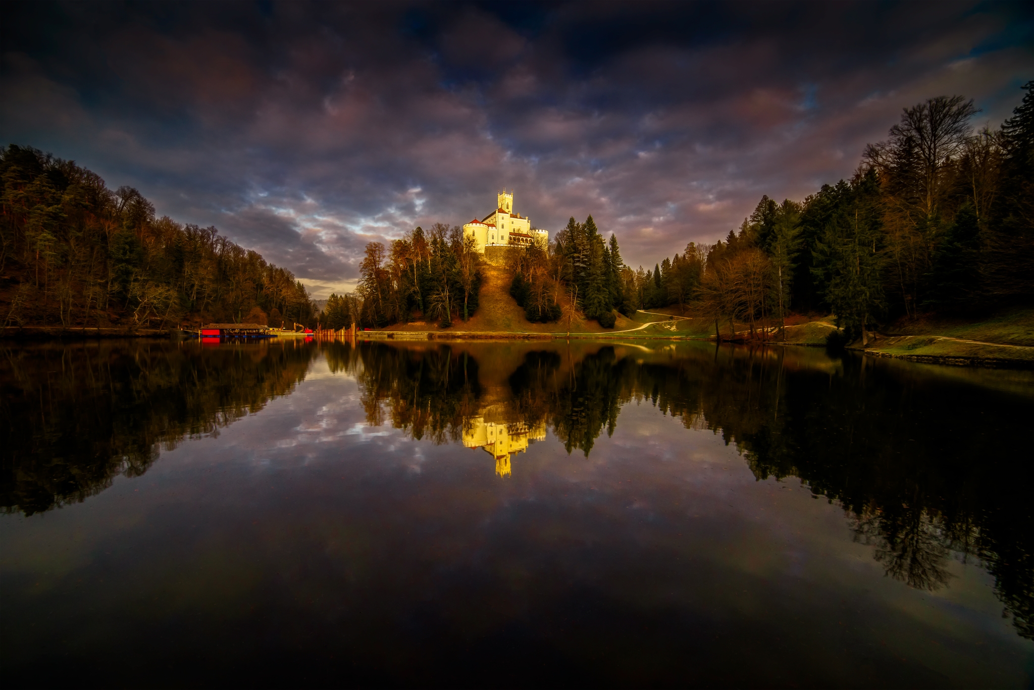 Wallpapers Castle Trakoscan Croatia sunset on the desktop