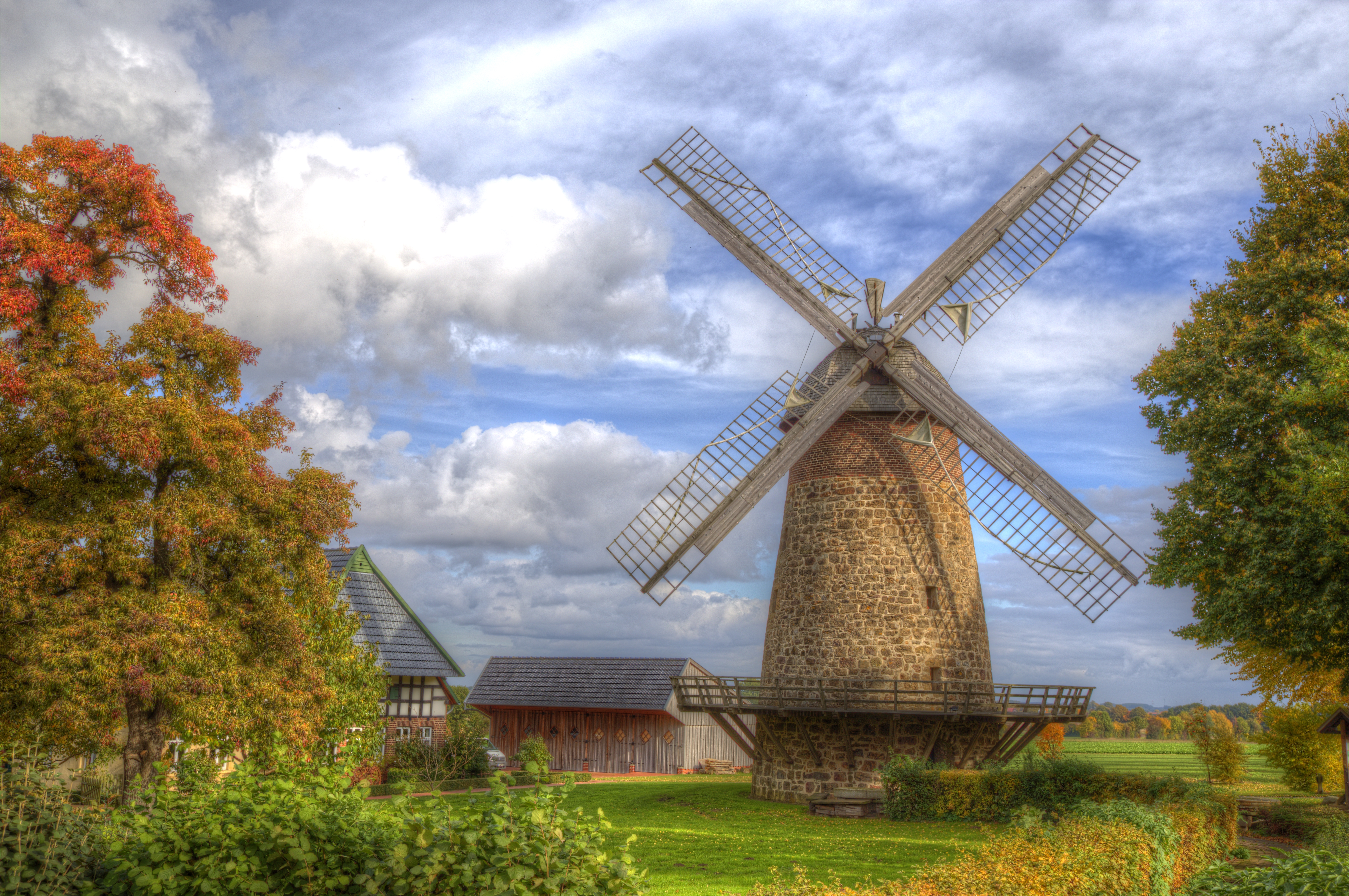 Free photo A picture of a big stone mill