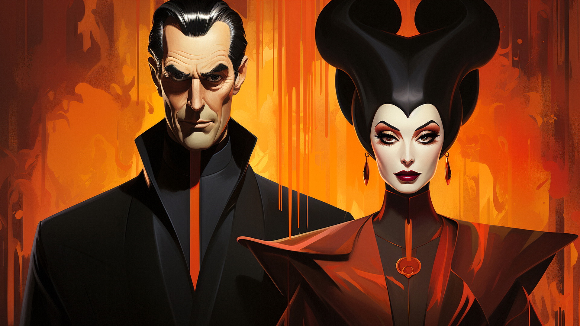 Бесплатное фото Рисунок фантастические мужчина и женщина