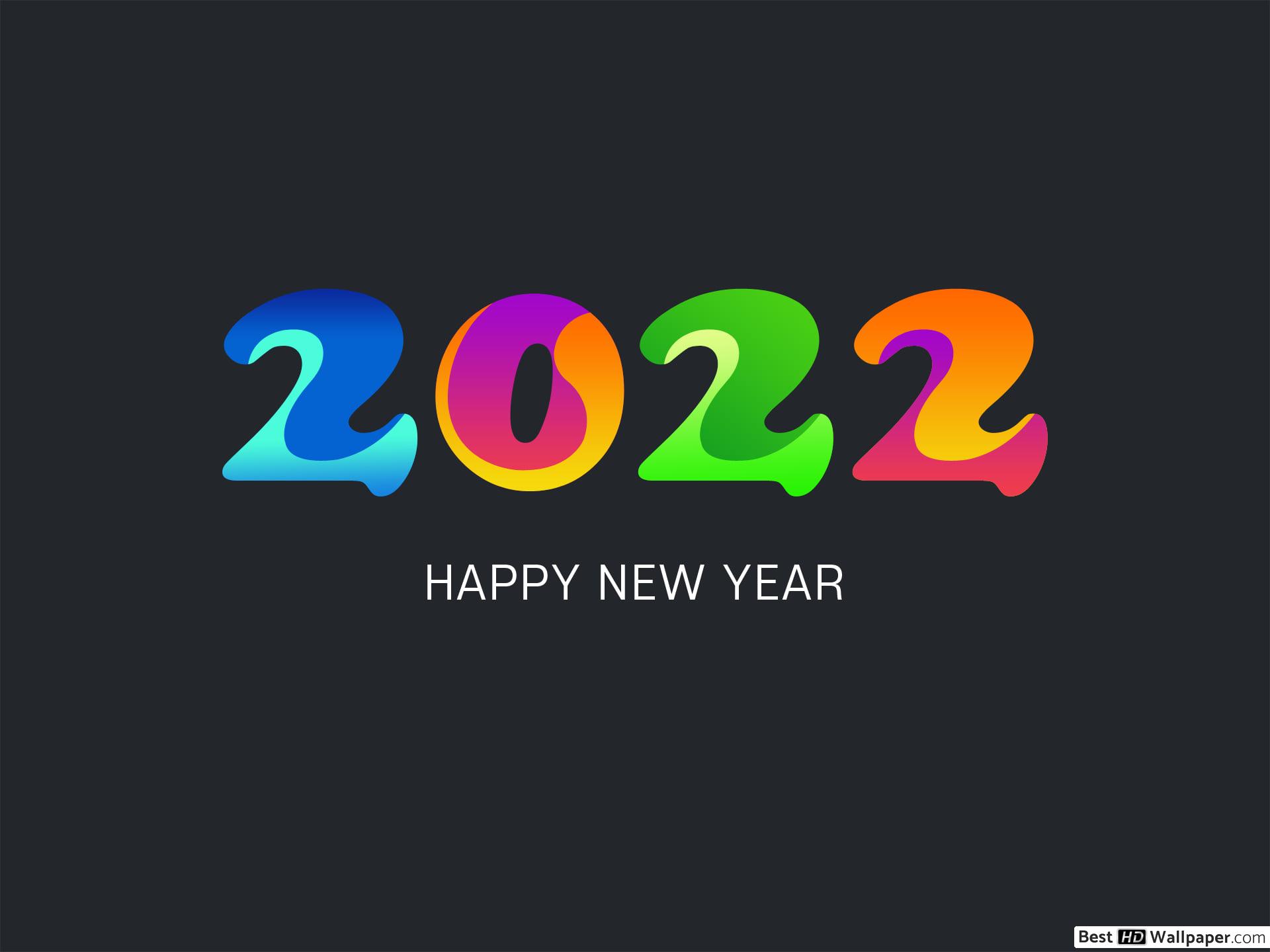 桌面上的壁纸2022 年新年快乐 多色 2022