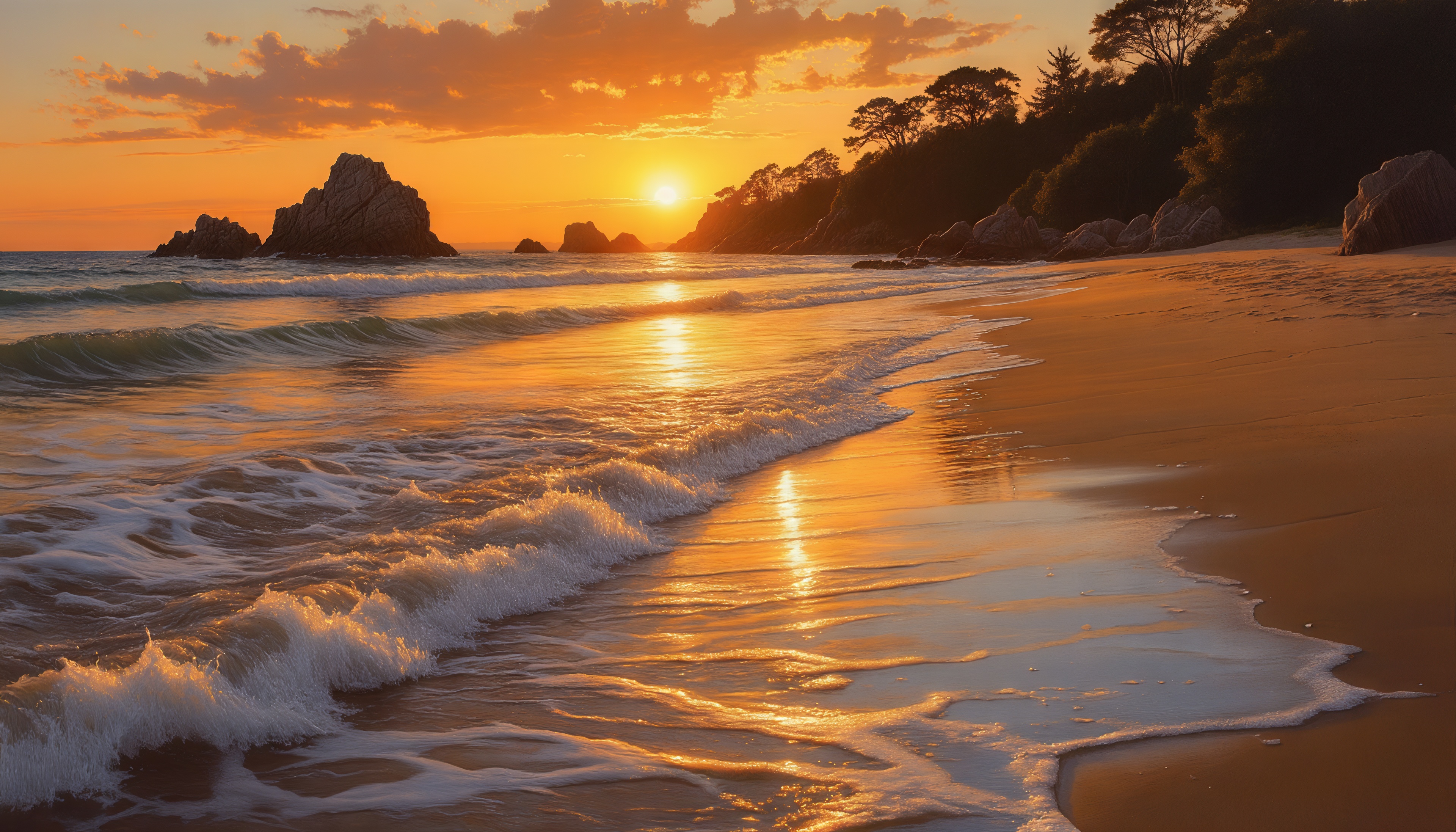 Wallpapers sea sunset waves on the desktop