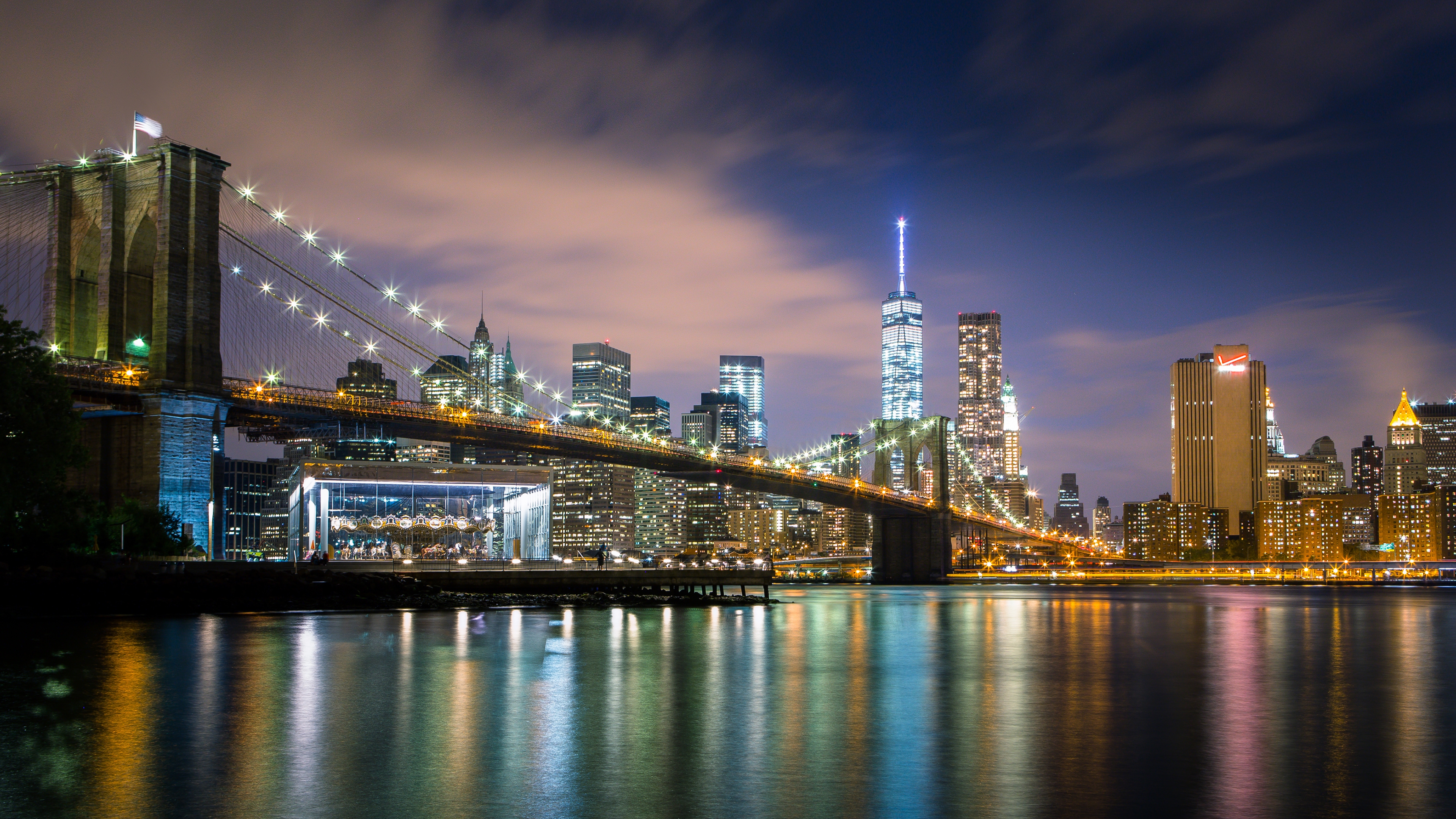 Wallpapers brooklyn bridge reflection horizon on the desktop