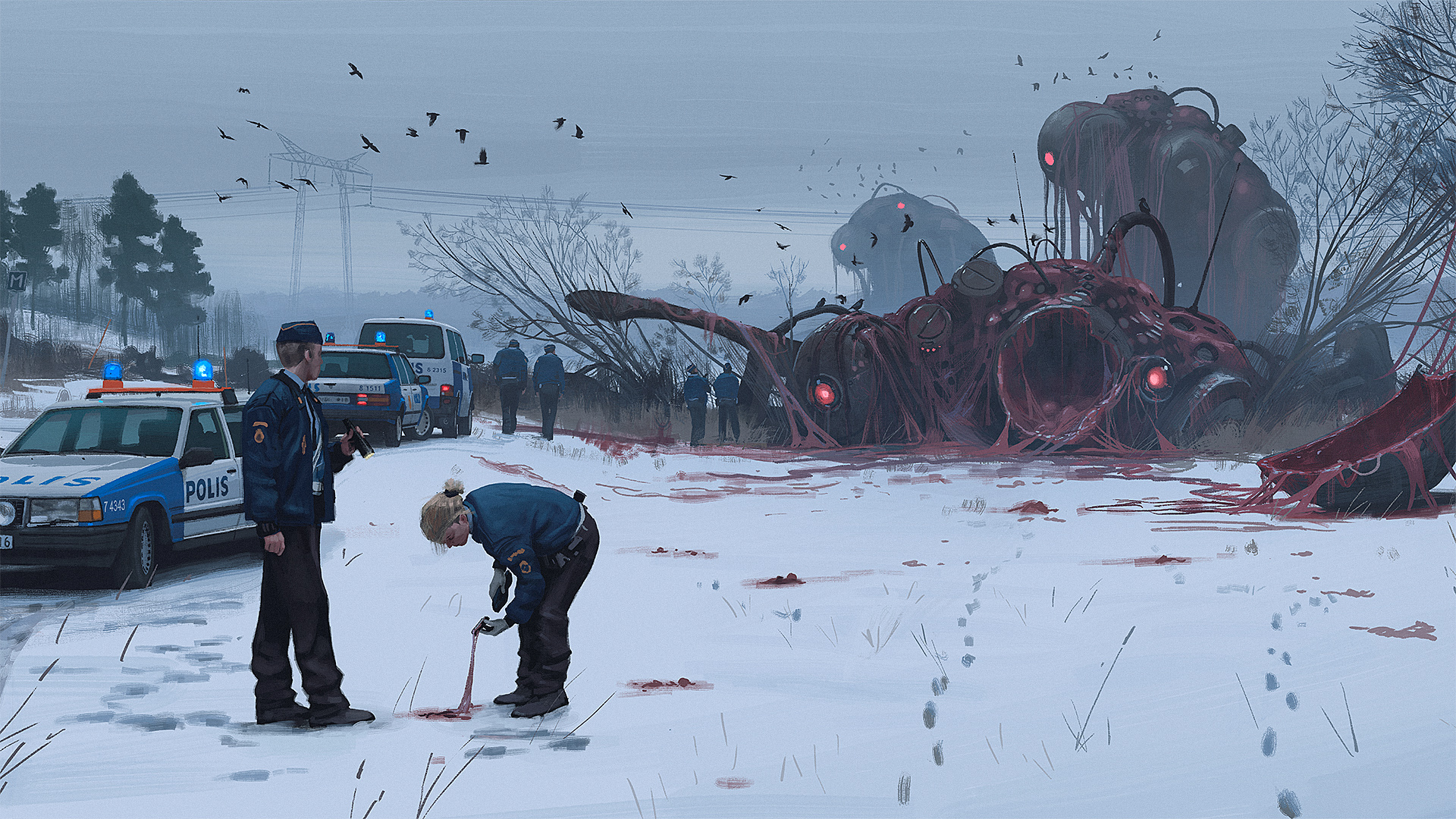 Wallpapers digital art Simon Stalenhag police on the desktop