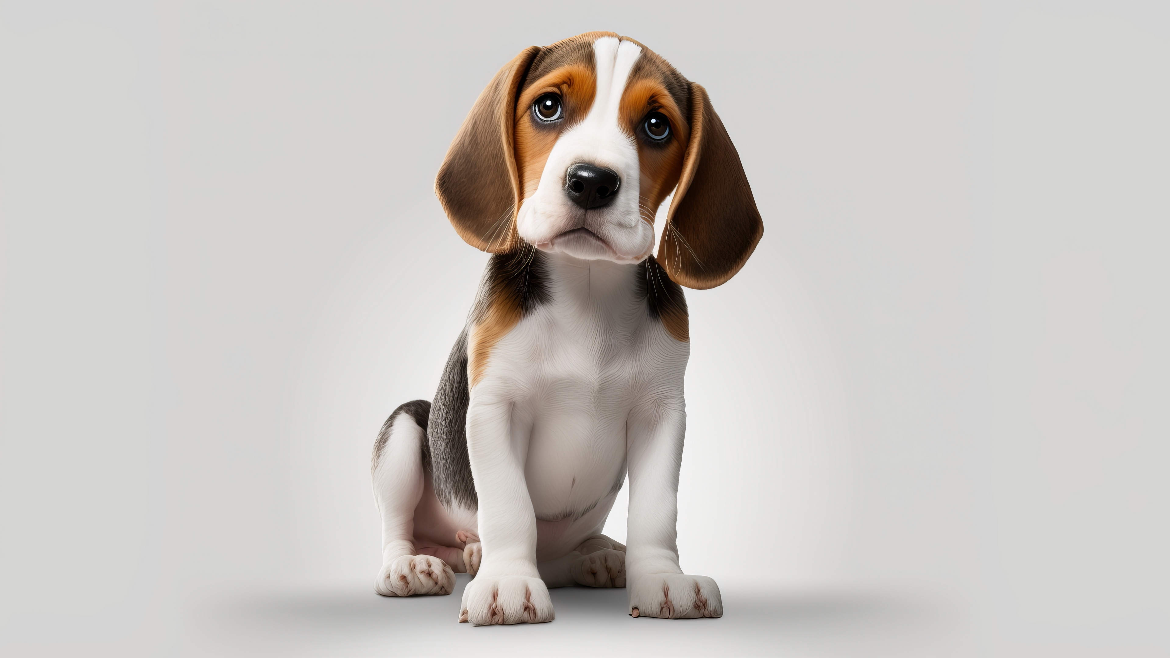 Free photo Little lop-eared puppy on white background