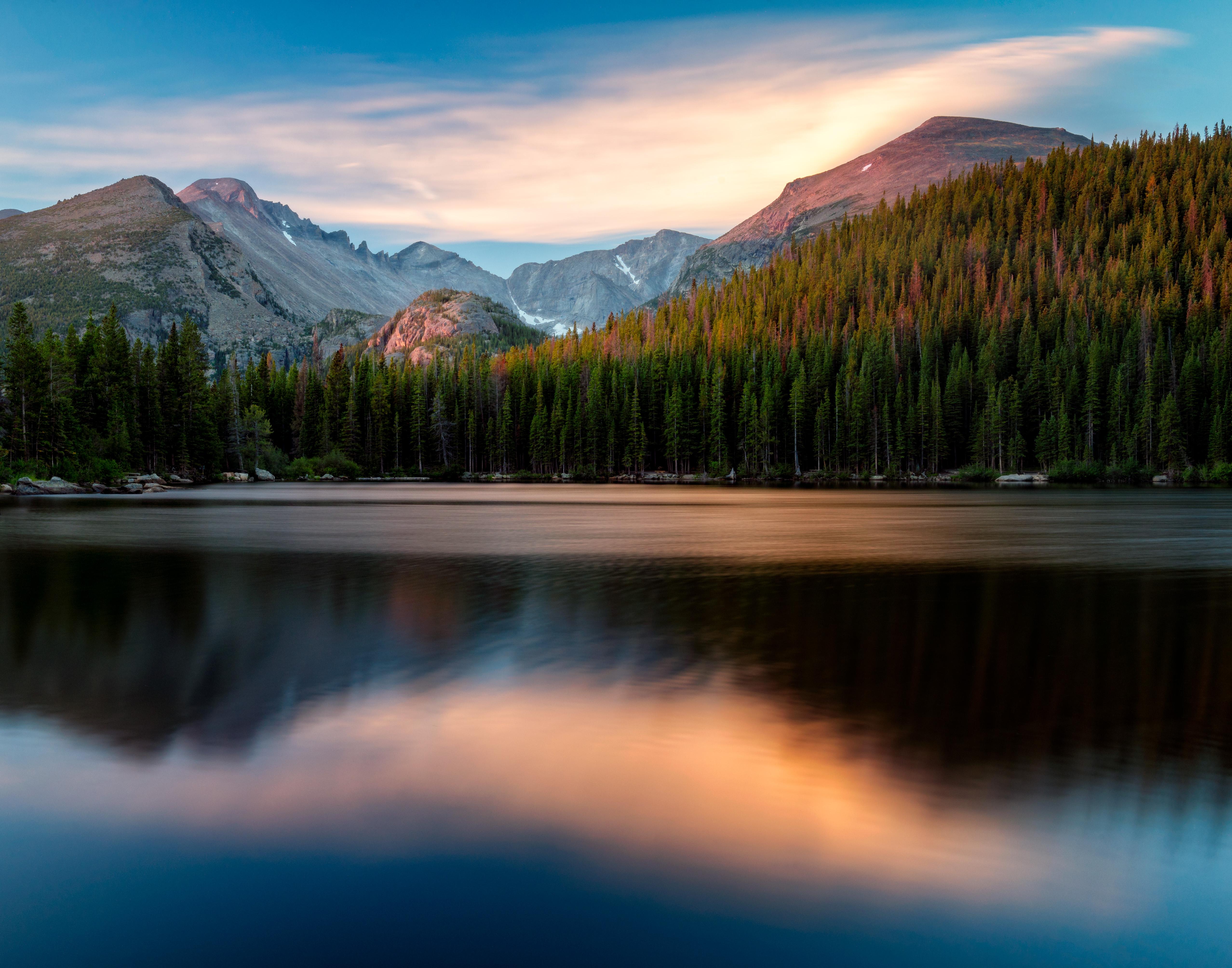 Free photo A lake surrounded by forest