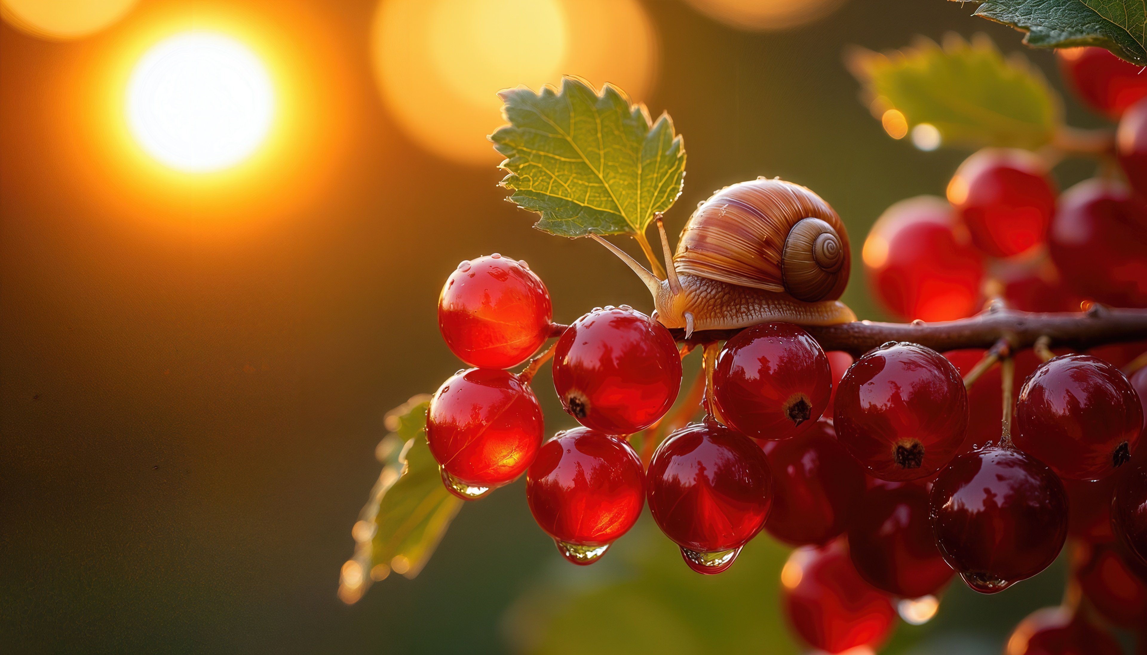 桌面上的壁纸蜗牛 加仑子 红醋栗