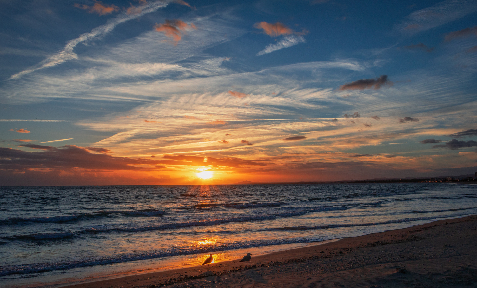 Free photo Evening time by the sea