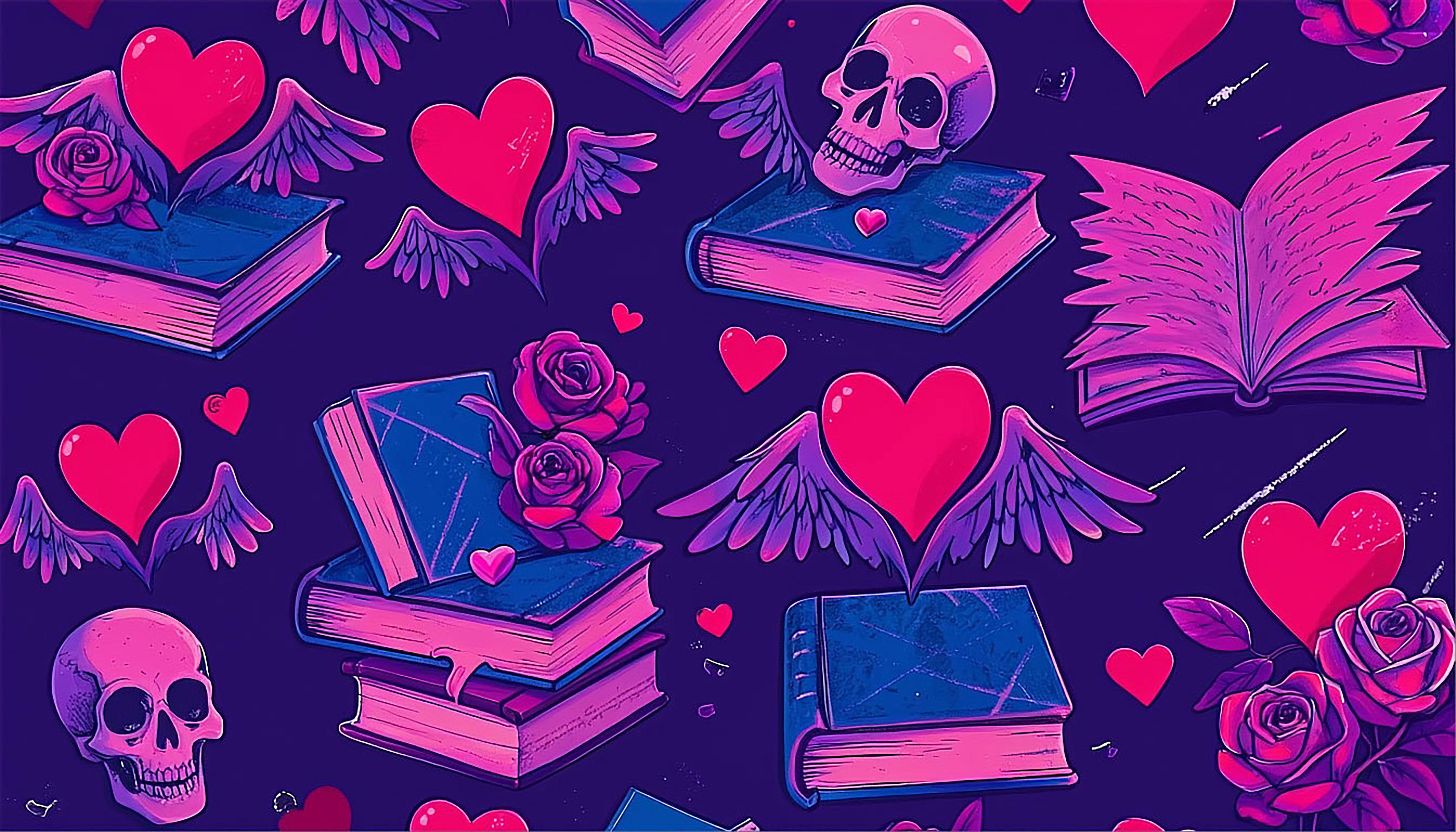 Бесплатное фото Неоновая библиотека