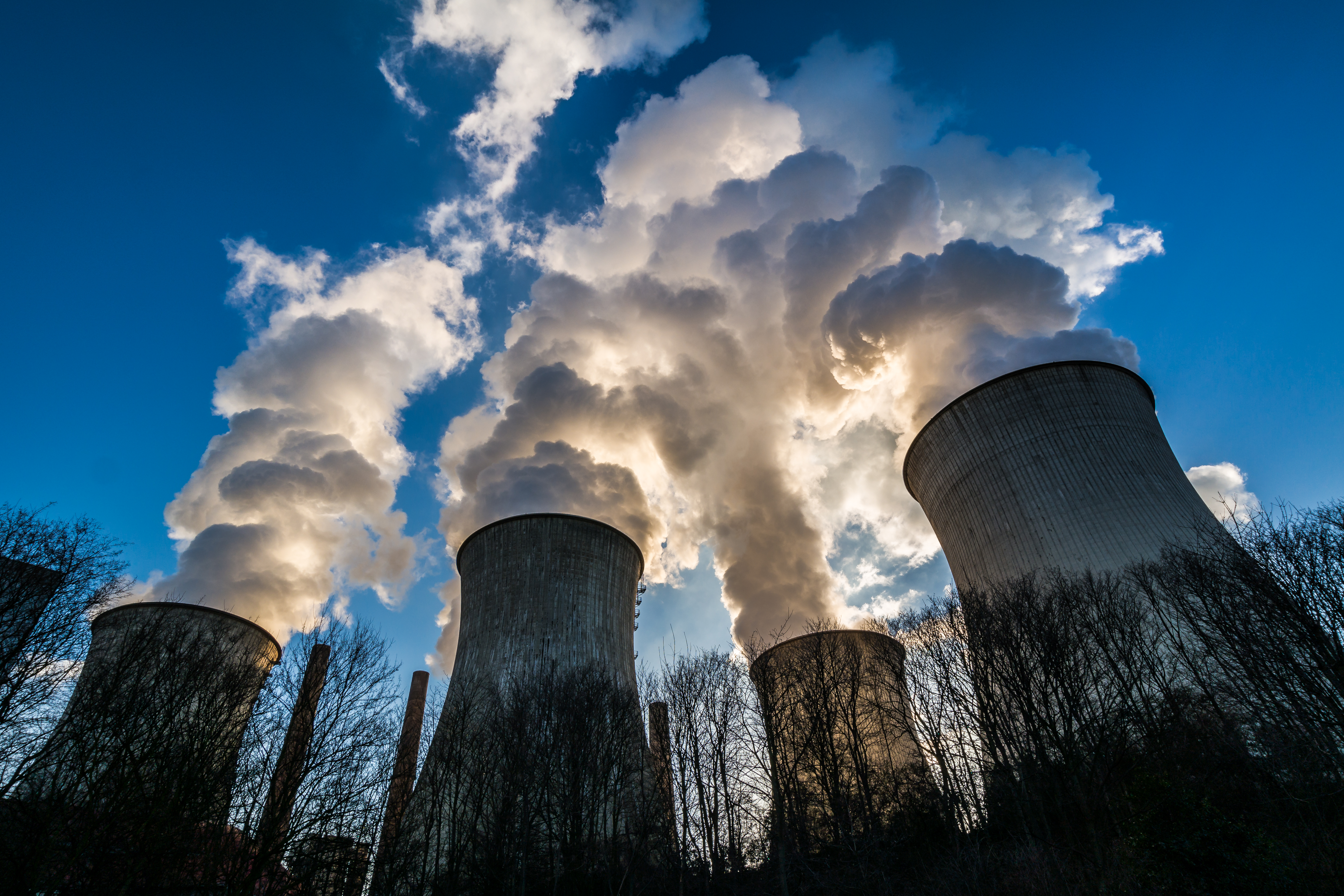 Cooling towers of a thermal power plant