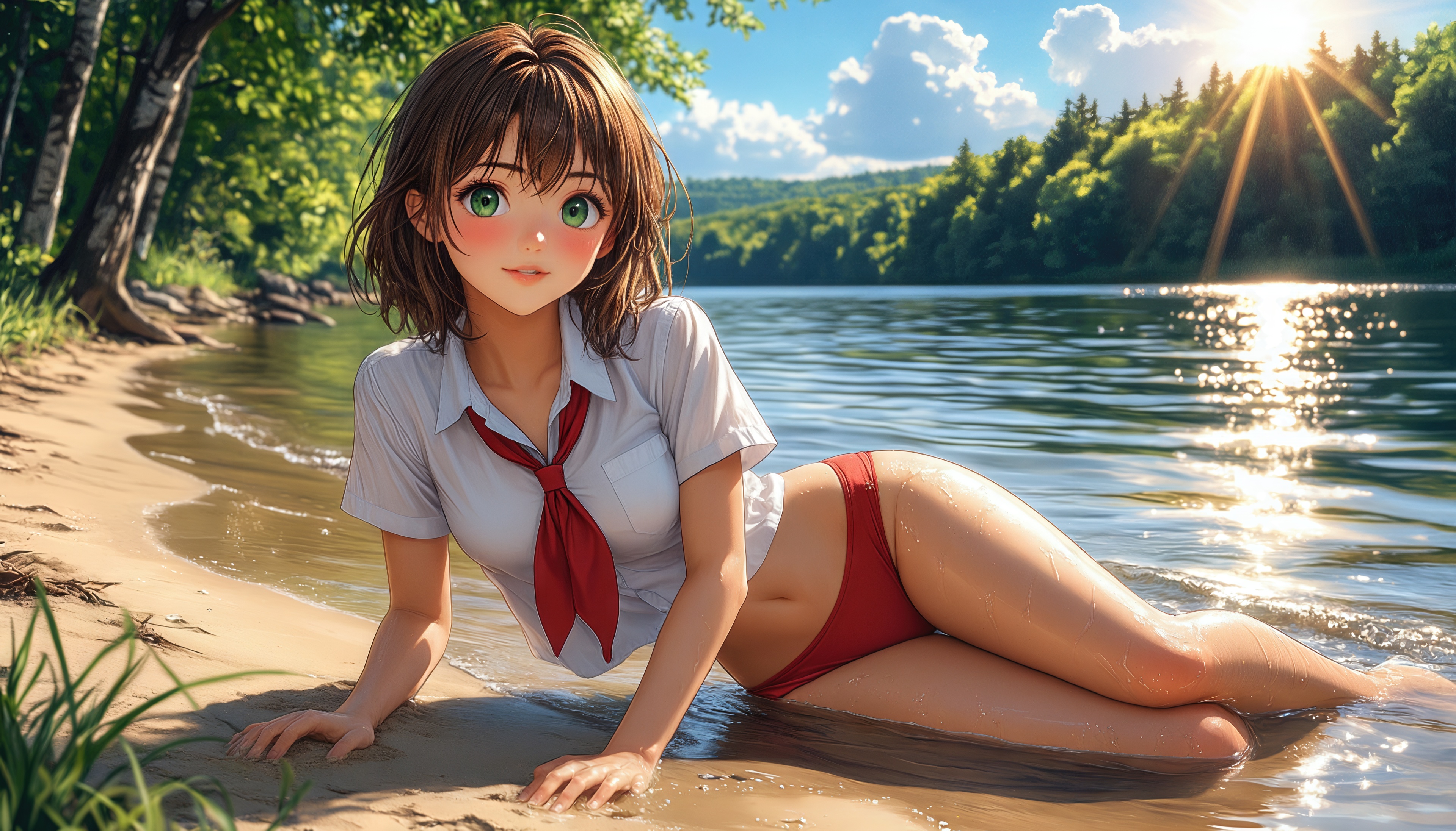 Wallpapers Anime girl school shape on the desktop