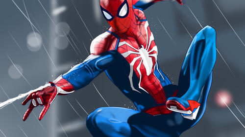 Бесплатное фото Человек-паук пускает паутину