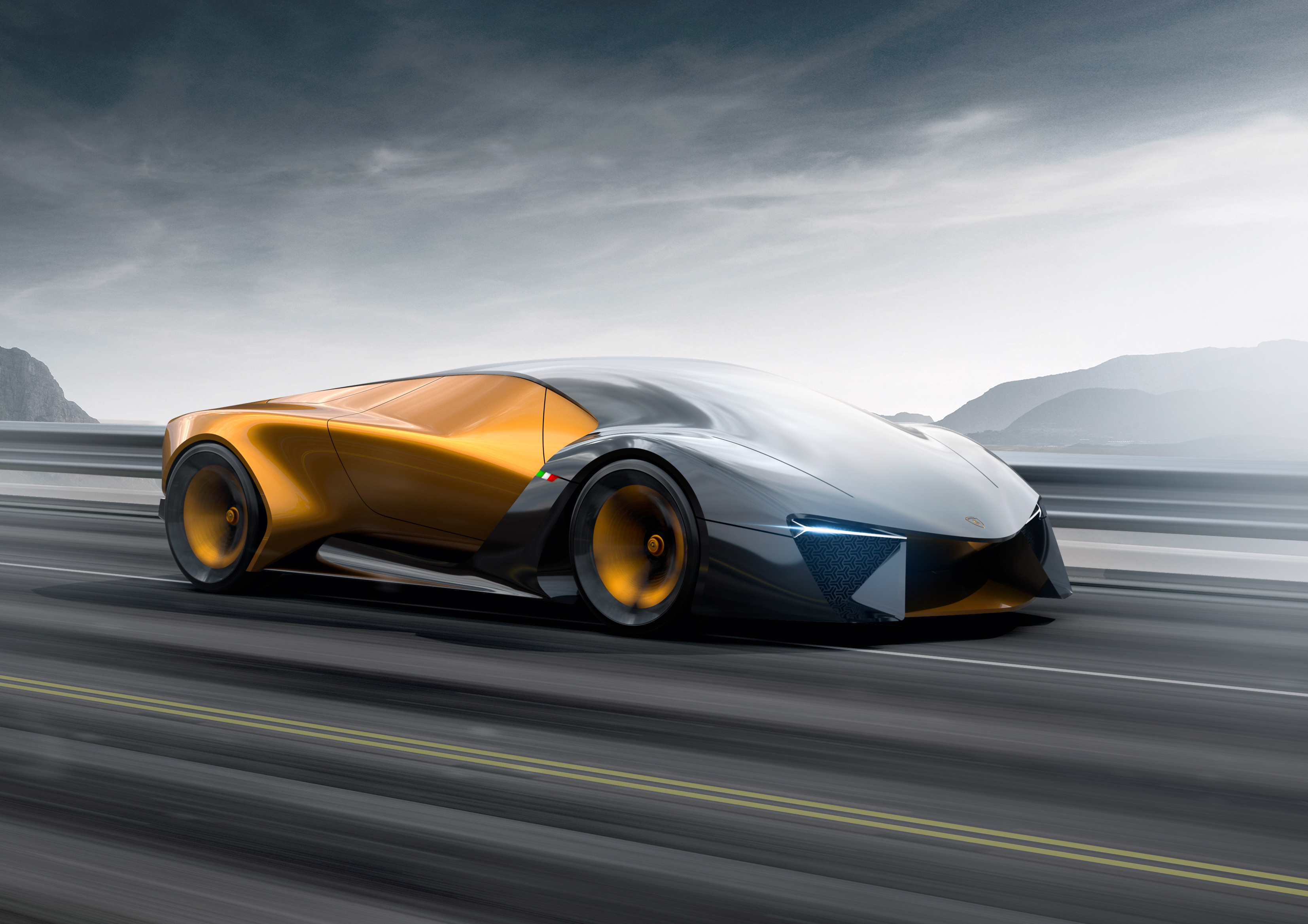 Free photo A picture of the Lamborghini Terzo Millennio in motion