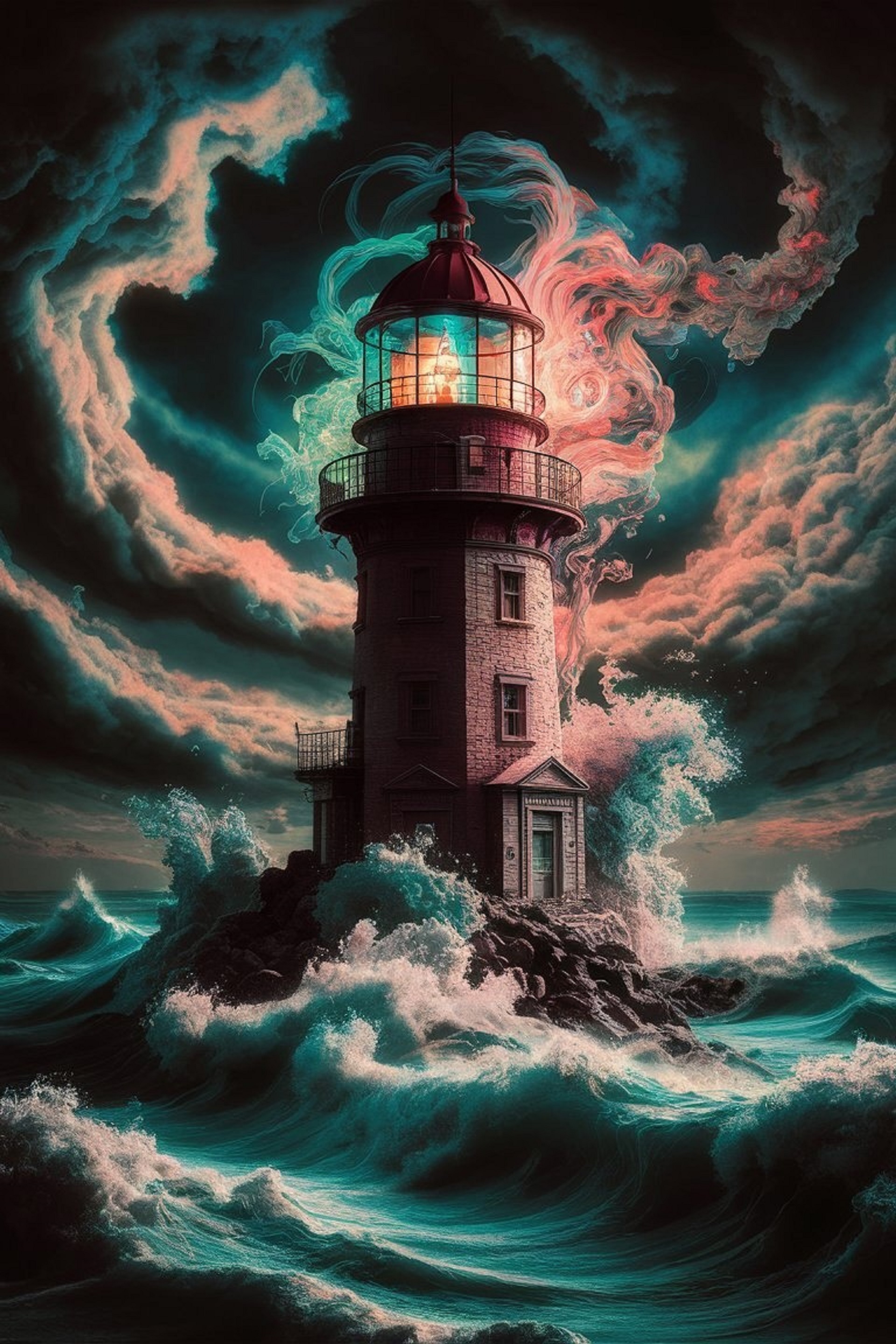 A lighthouse in a storm