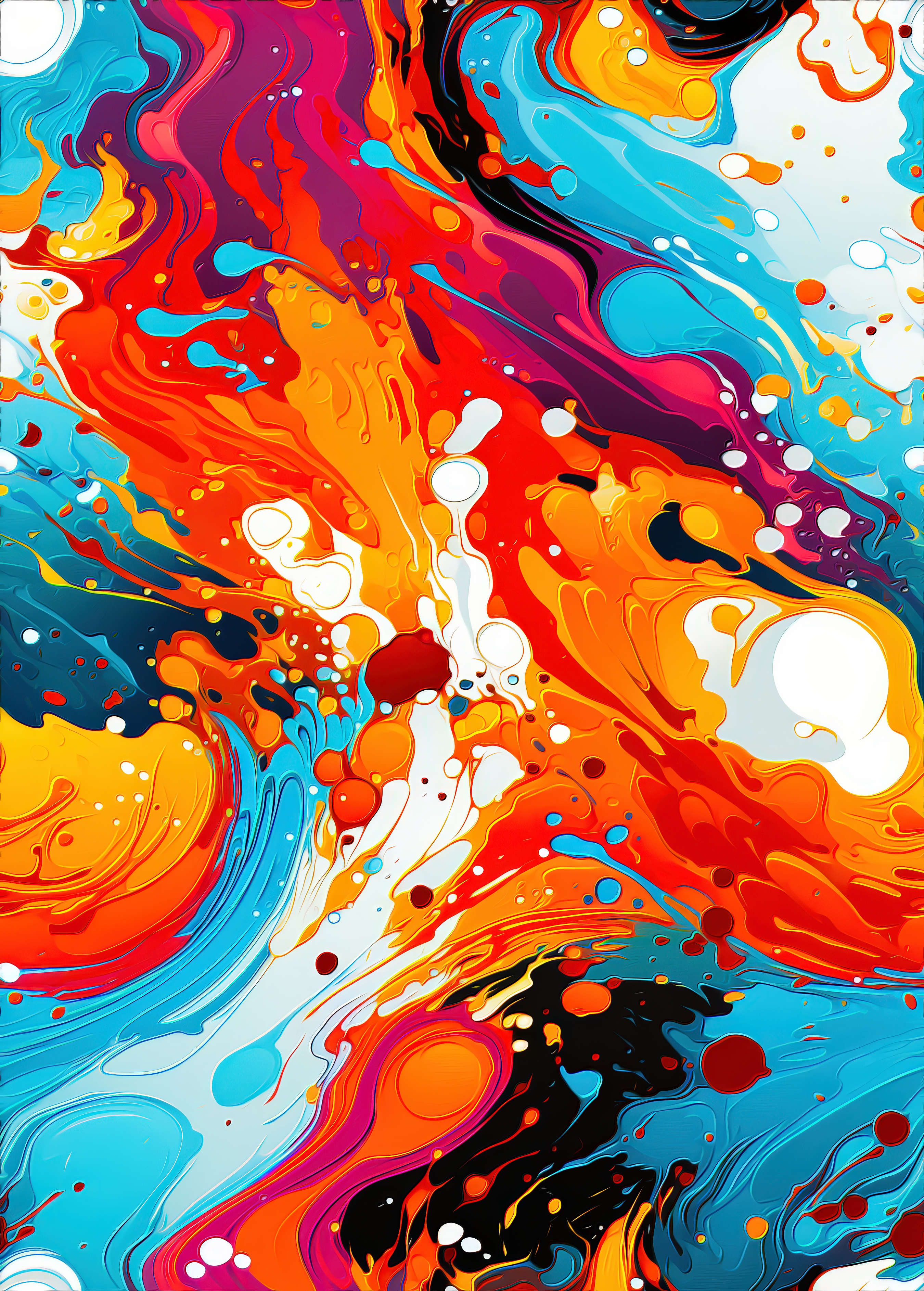 Бесплатное фото Абстрактный рисунок с яркими цветами и динамичными узорами.