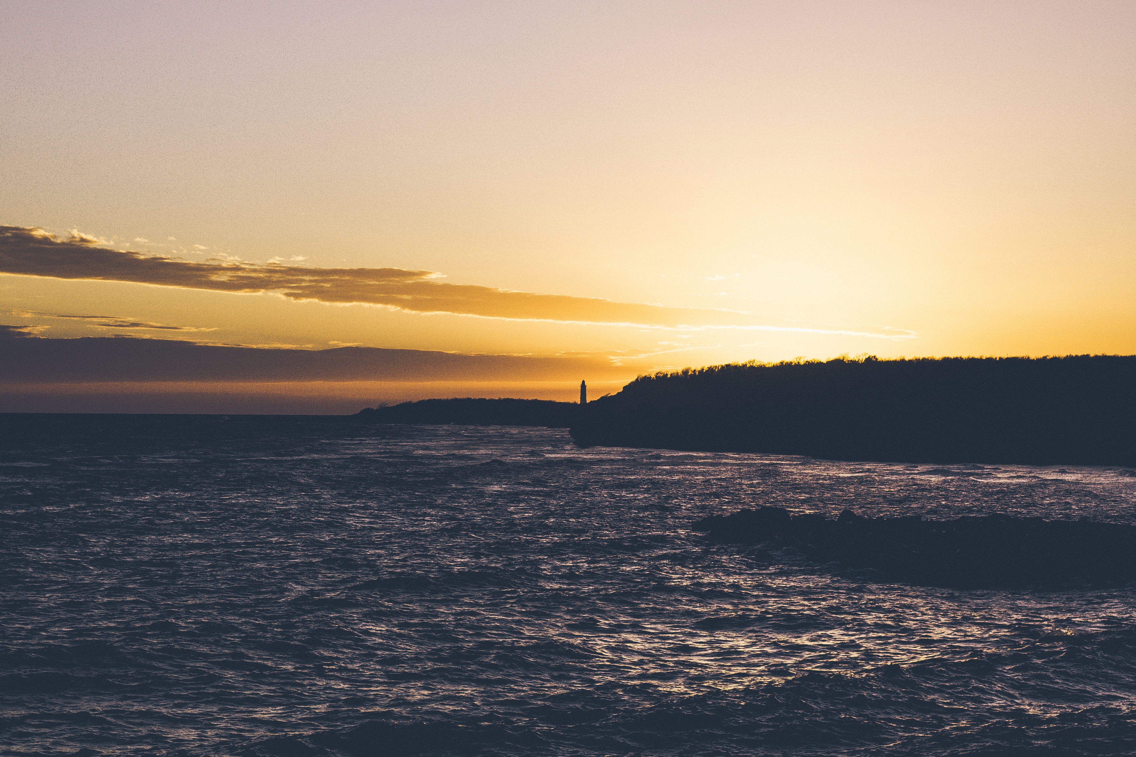 Free photo The lighthouse and the sunset